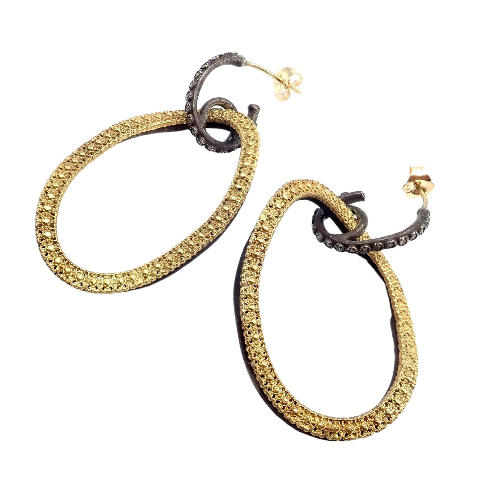 Armenta 18k Yellow Gold & Blackened Sterling Silver Diamond Statement Earrings | Fortrove