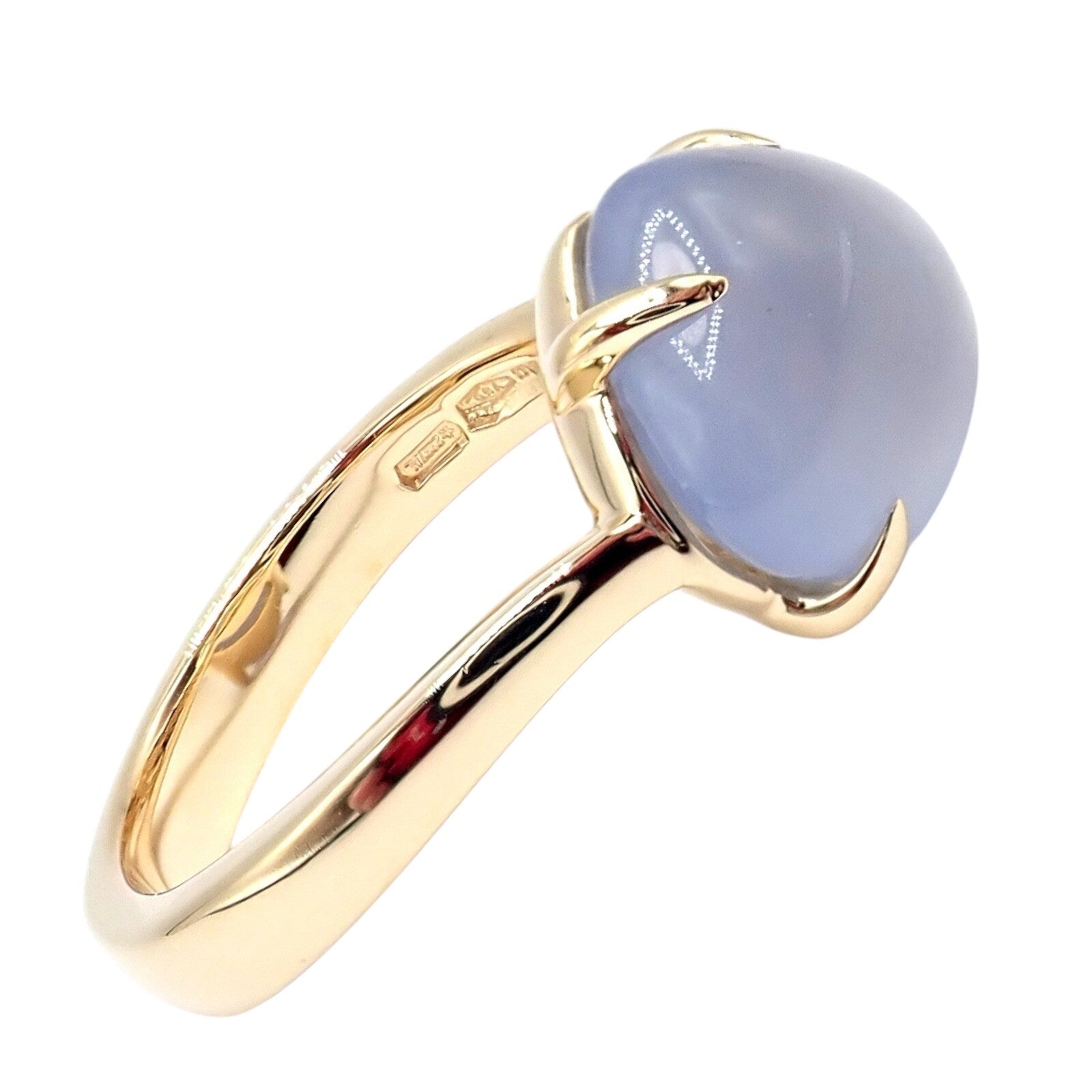 Authentic! Bulgari 18k Yellow Gold Mediterranean Eden Chalcedony Ring Size 5.75 | Fortrove