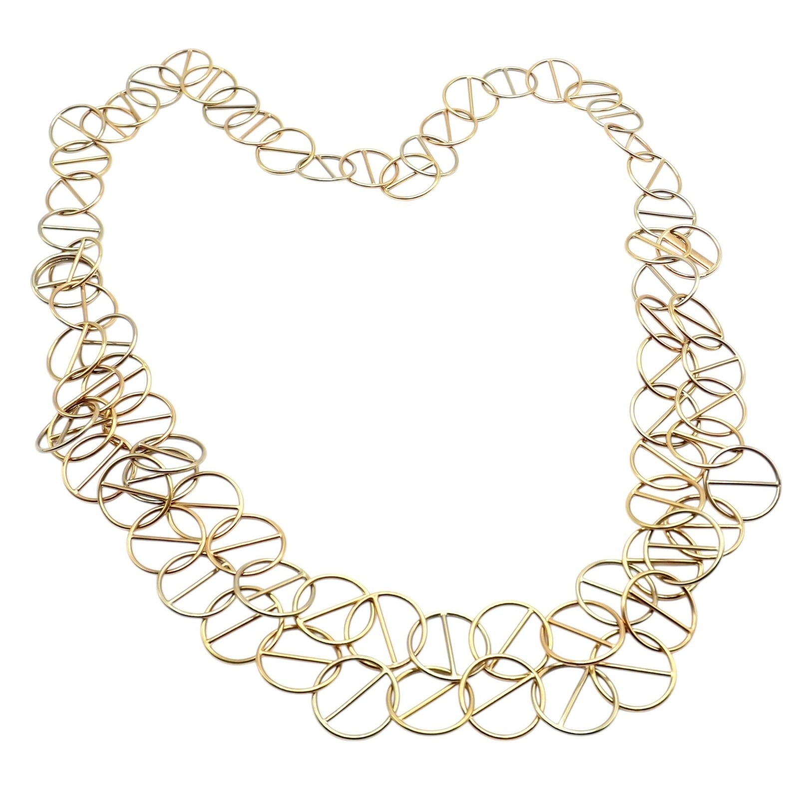 Hermes Jewelry & Watches:Fine Jewelry:Necklaces & Pendants Hermes Caleche 18k Yellow Gold Extra Long or Layered Circle Necklace + Box