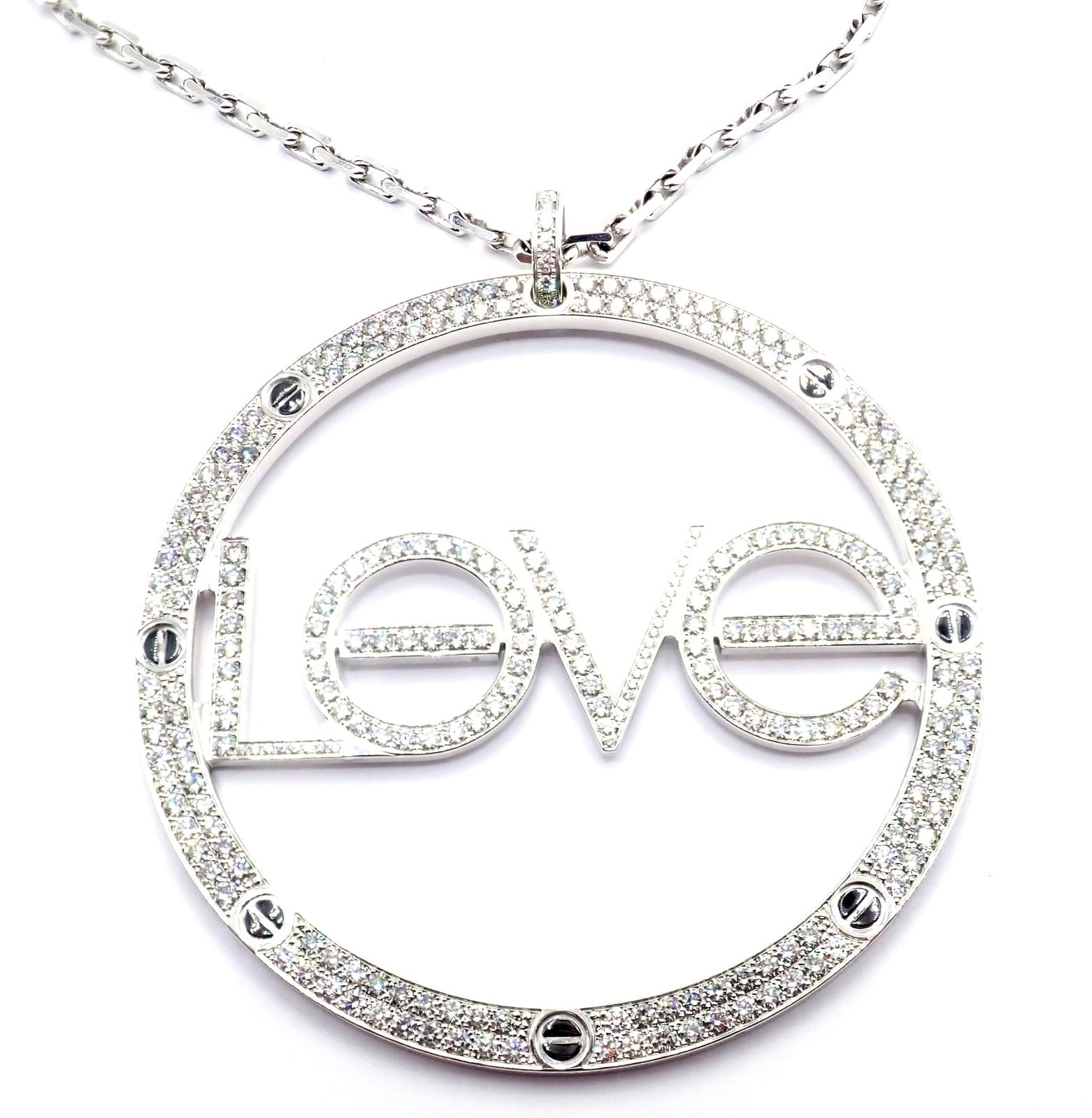 Cartier Jewelry & Watches:Fine Jewelry:Necklaces & Pendants Authentic! Cartier 18k White Gold Diamond Ceramic Large Love Pendant Necklace