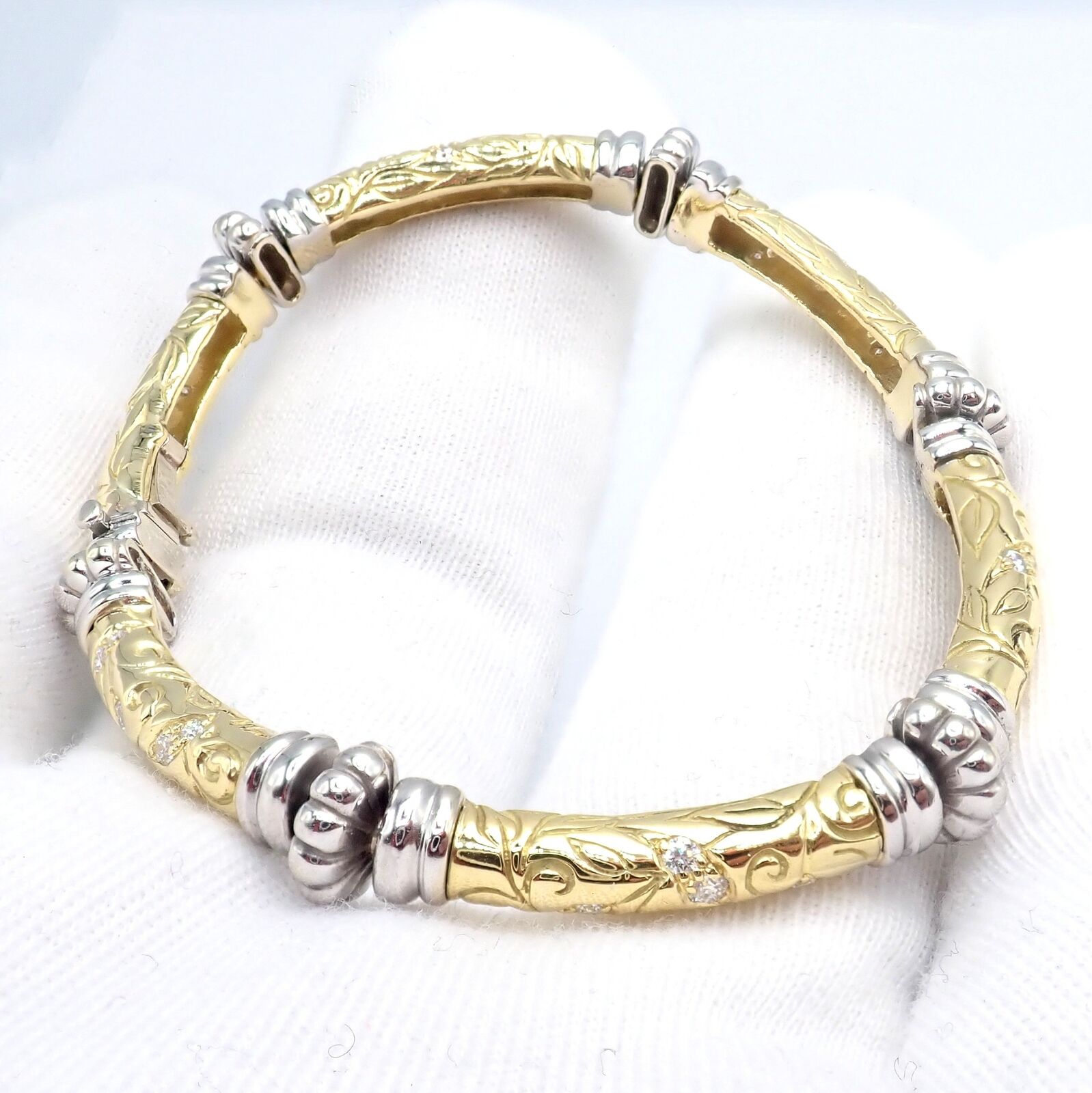 Vintage SeidenGang 18k Yellow + White Gold Diamond Laurel Collection Bracelet | Fortrove
