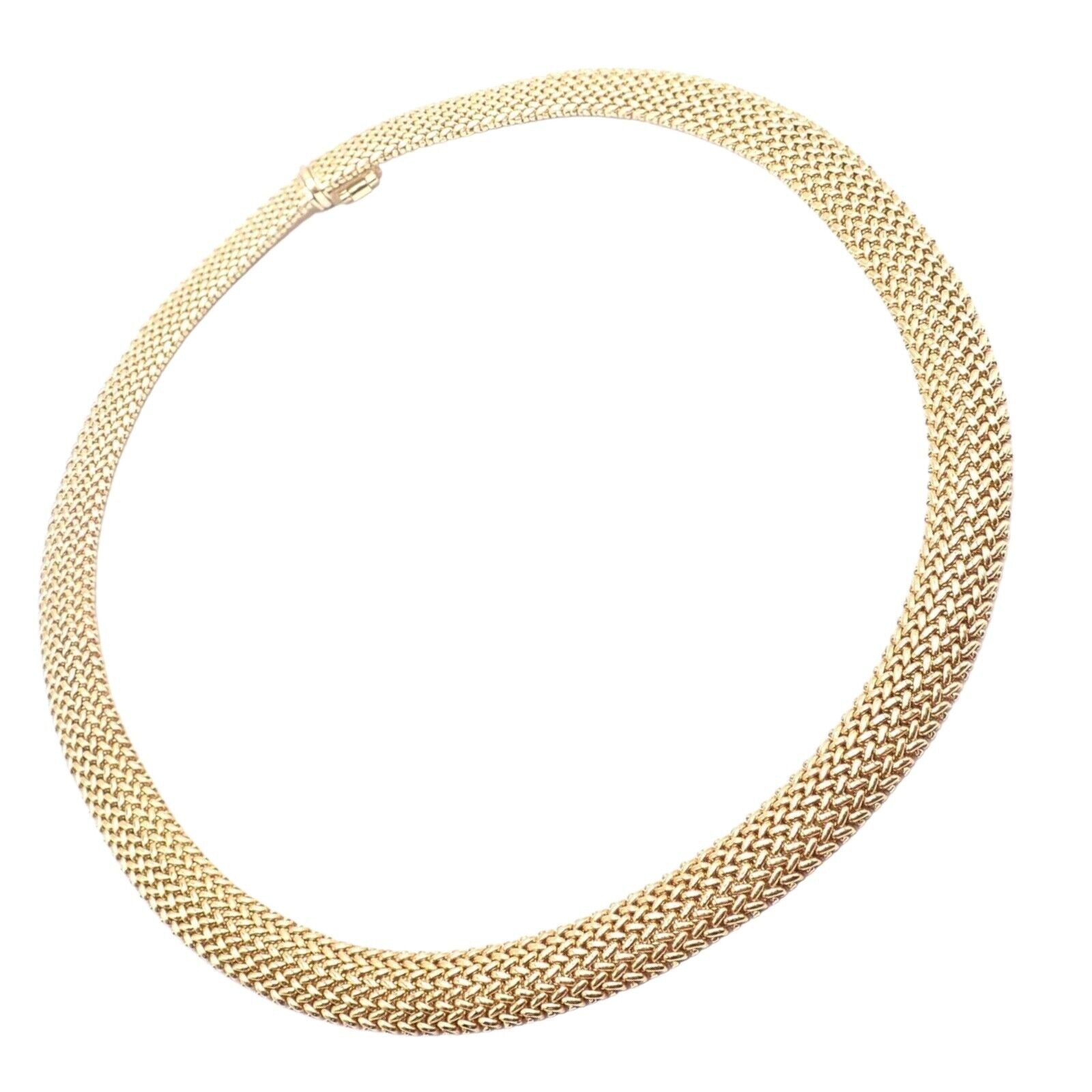 Authentic! Tiffany & Co 18k Yellow Gold Somerset Mesh Necklace | Fortrove
