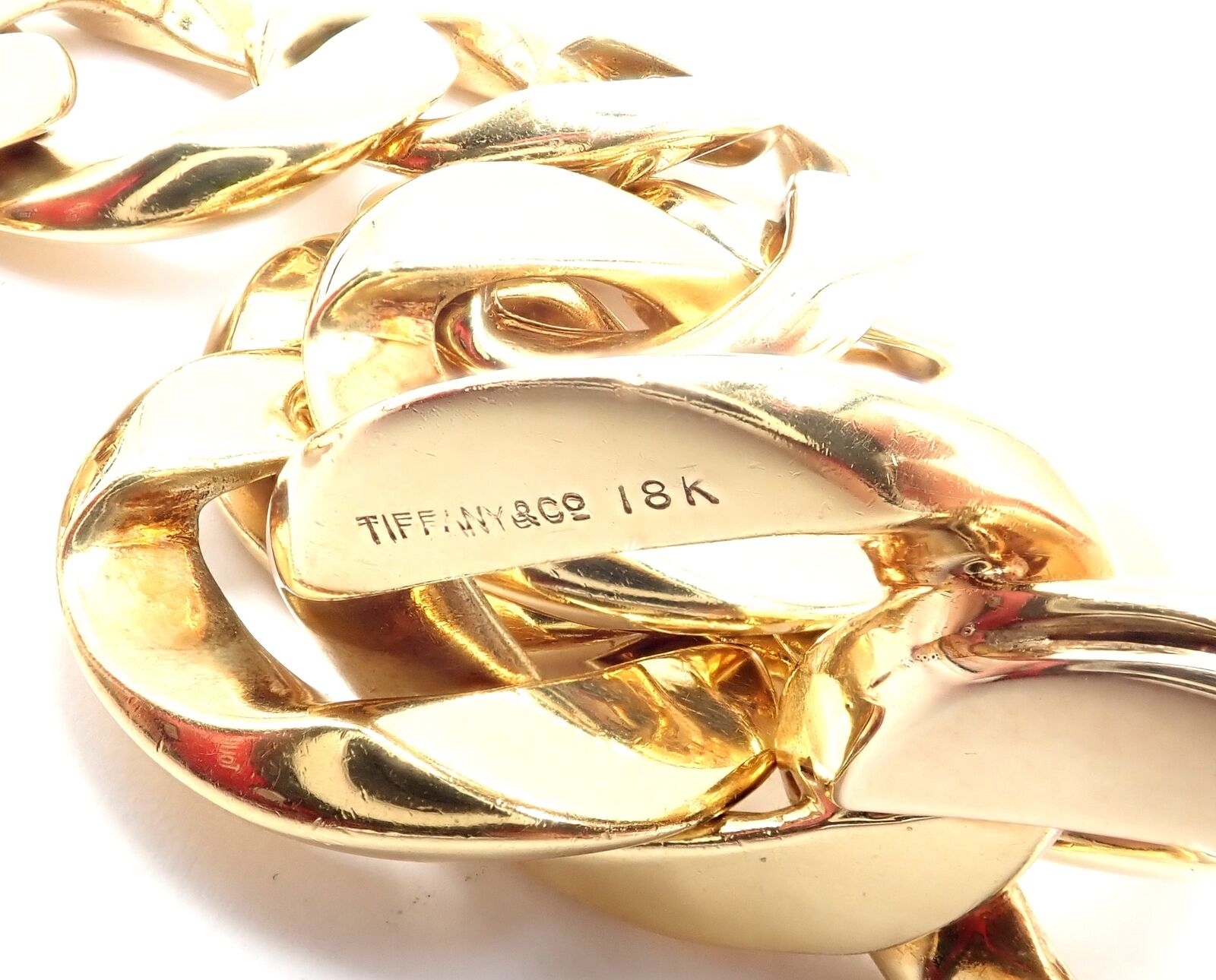 Authentic! Vintage Tiffany & Co 18k Yellow Gold Large Heavy Curb Link Bracelet | Fortrove