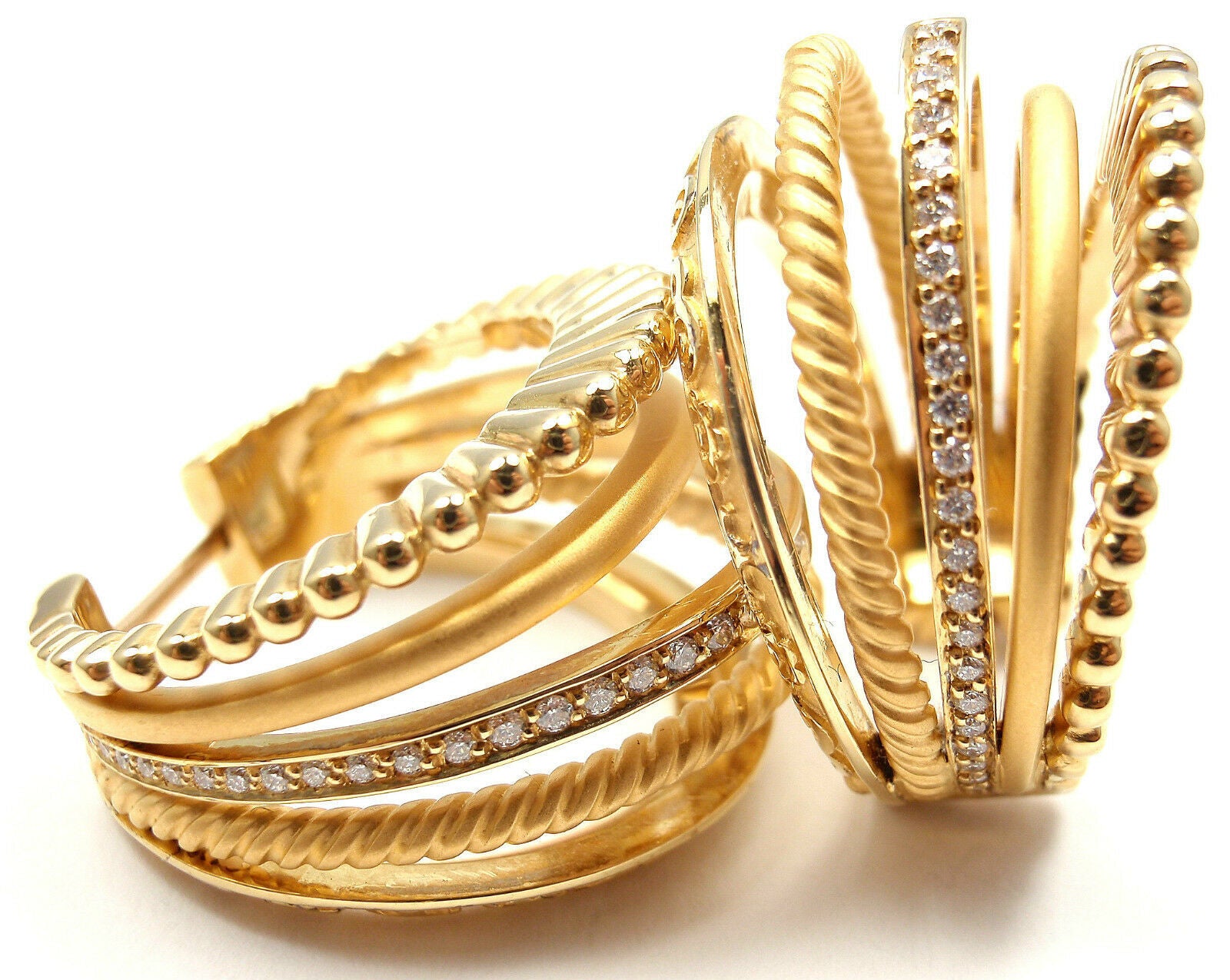 New! Authentic Carrera Y Carrera Melodia 18k Yellow Gold Diamond Hoop Earrings | Fortrove
