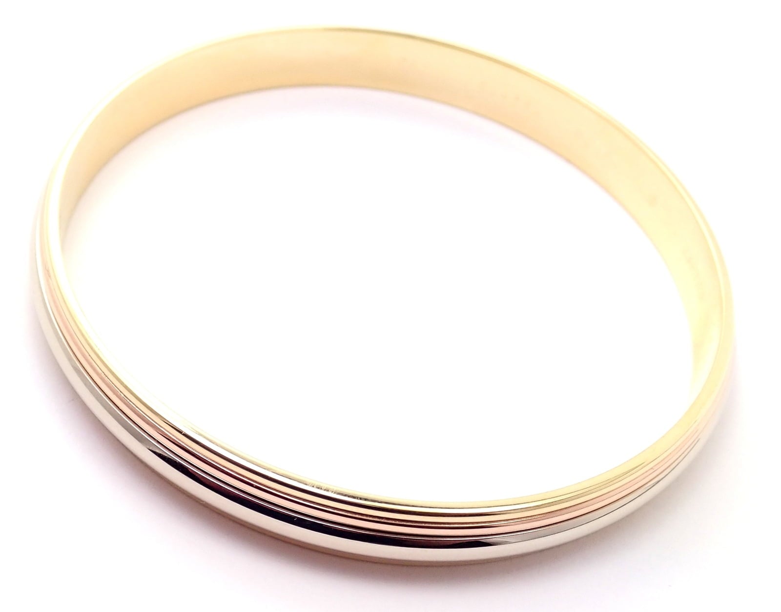 Cartier Jewelry & Watches:Fine Jewelry:Bracelets & Charms Rare! Cartier 18k Tricolor Gold Slip-On Bangle Bracelet 1990