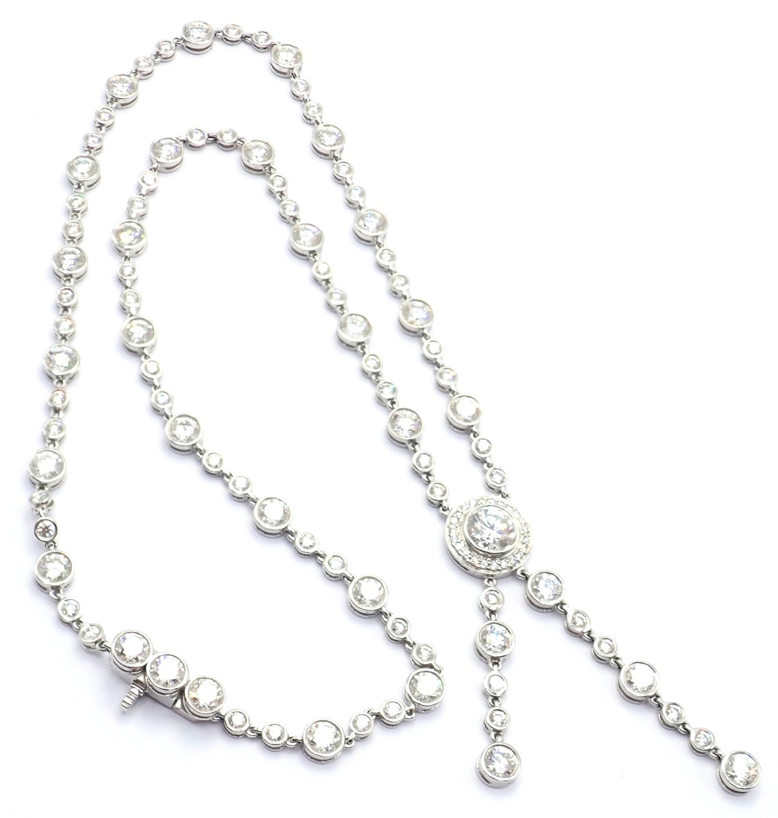 Tiffany & Co Jazz Platinum 8.75ct Diamond Lariat Drop Necklace | Fortrove