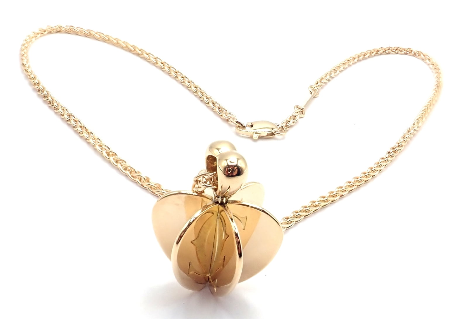 Cartier Jewelry & Watches:Fine Jewelry:Necklaces & Pendants Authentic! Cartier 18k Yellow Gold Double C 3D Apple Pendant Chain Necklace