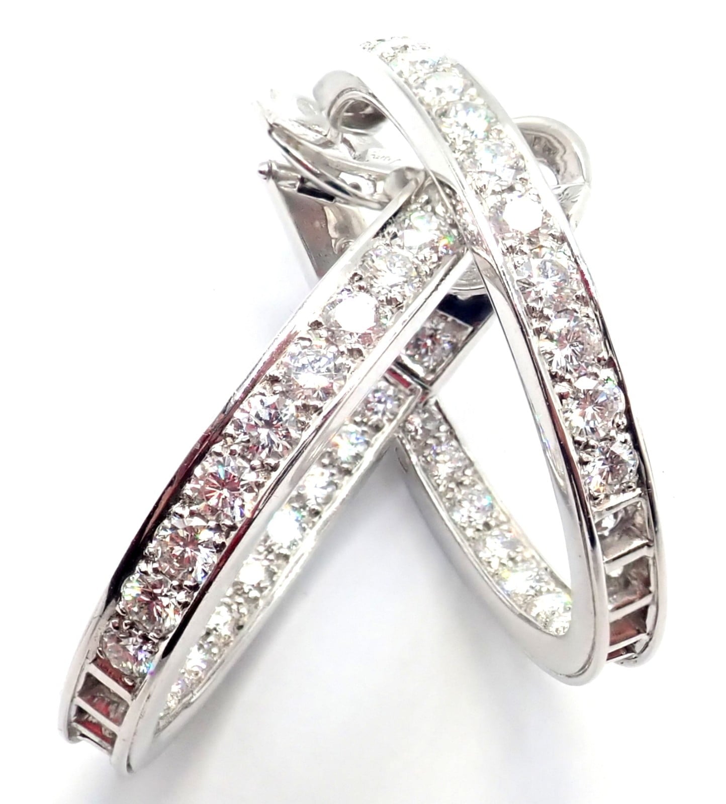 Van Cleef & Arpels Jewelry & Watches:Fine Jewelry:Earrings Van Cleef & Arpels Avignon 18k White Gold Diamond Large Hoop Earrings