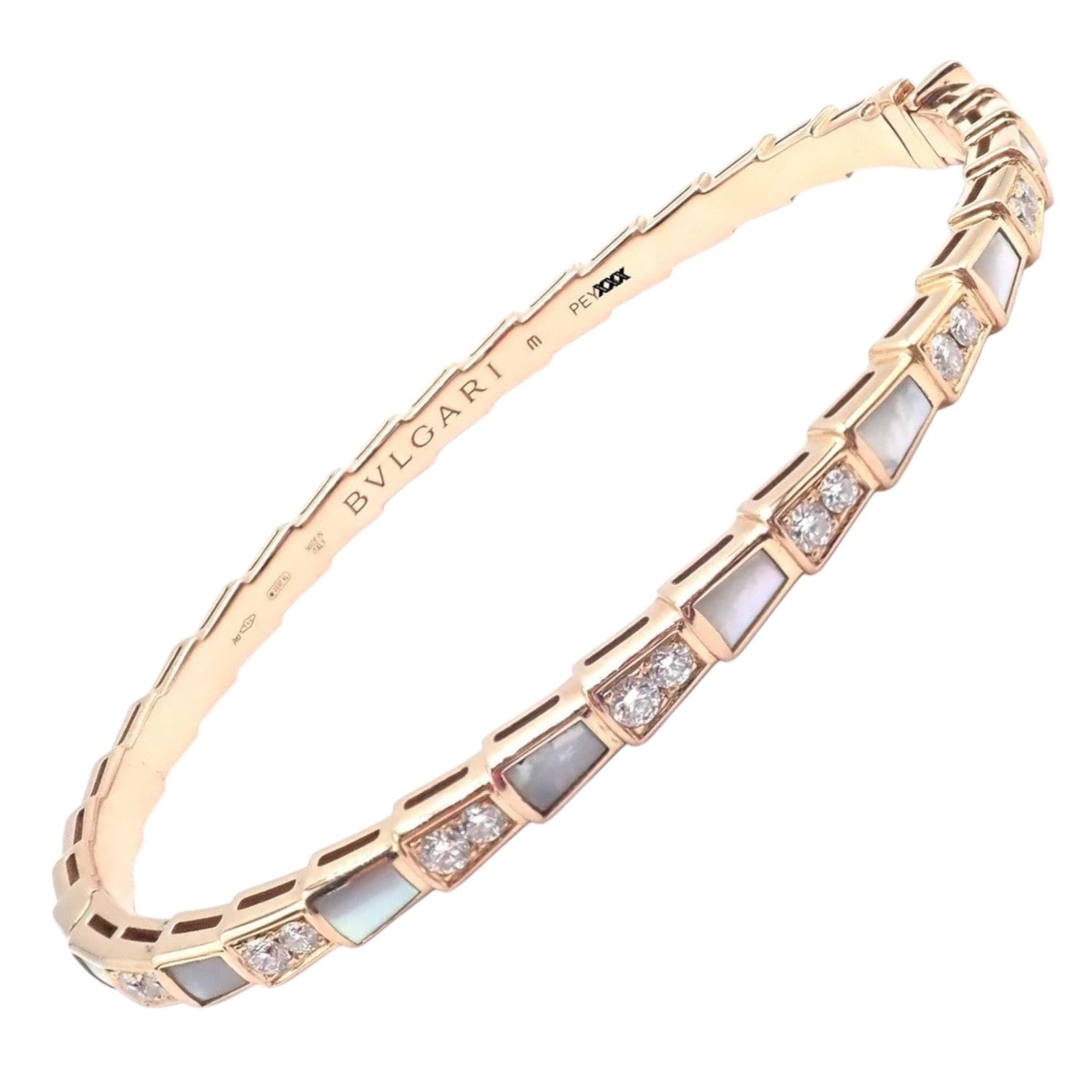 Bvlgari Jewelry & Watches:Fine Jewelry:Bracelets & Charms Authentic! Bulgari Bvlgari Serpenti Viper 18k Gold Diamond MOP Bangle Bracelet