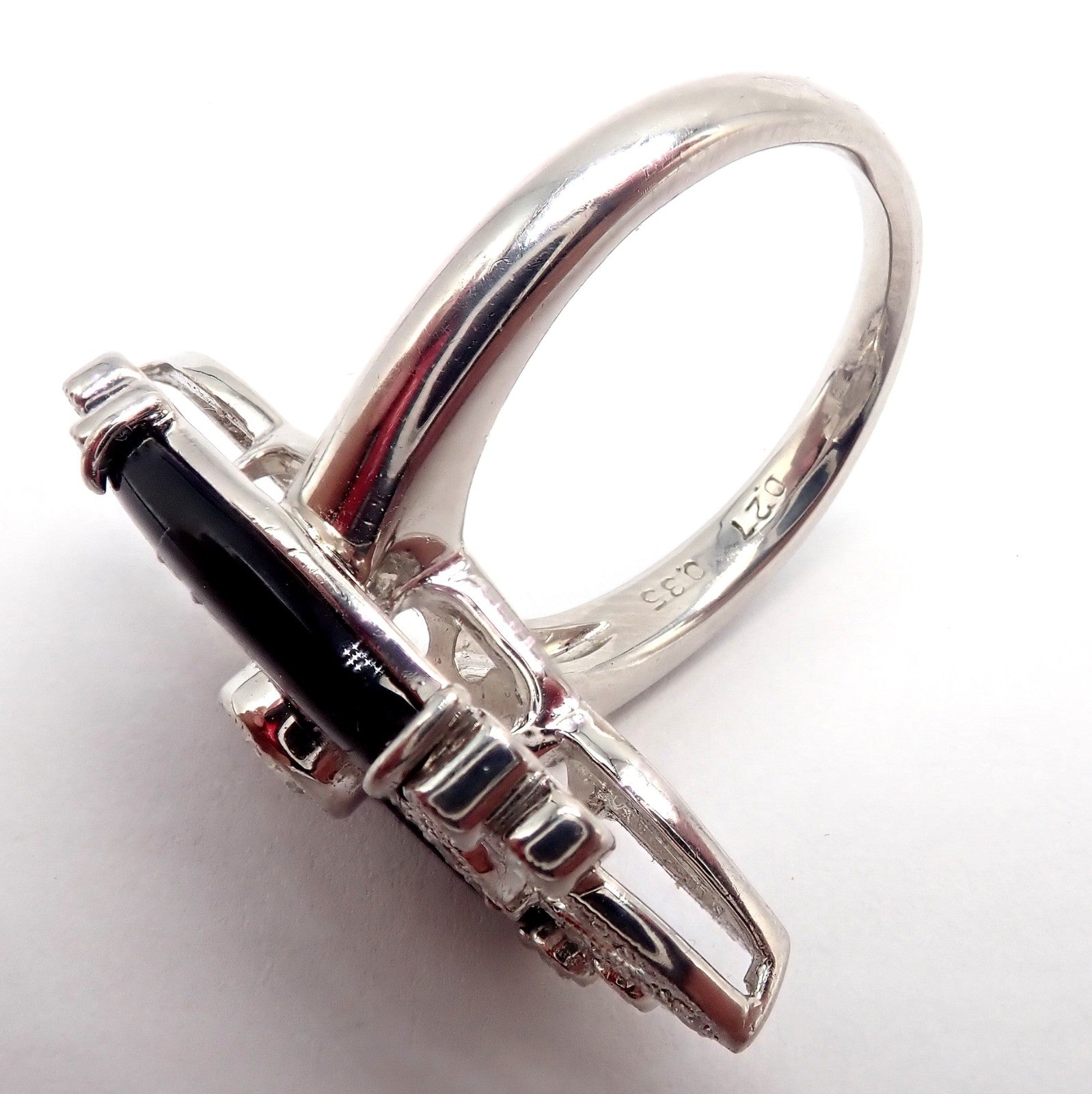 Vintage Estate Platinum Diamond 0.62ctw Onyx Ring sz 7.5 | Fortrove