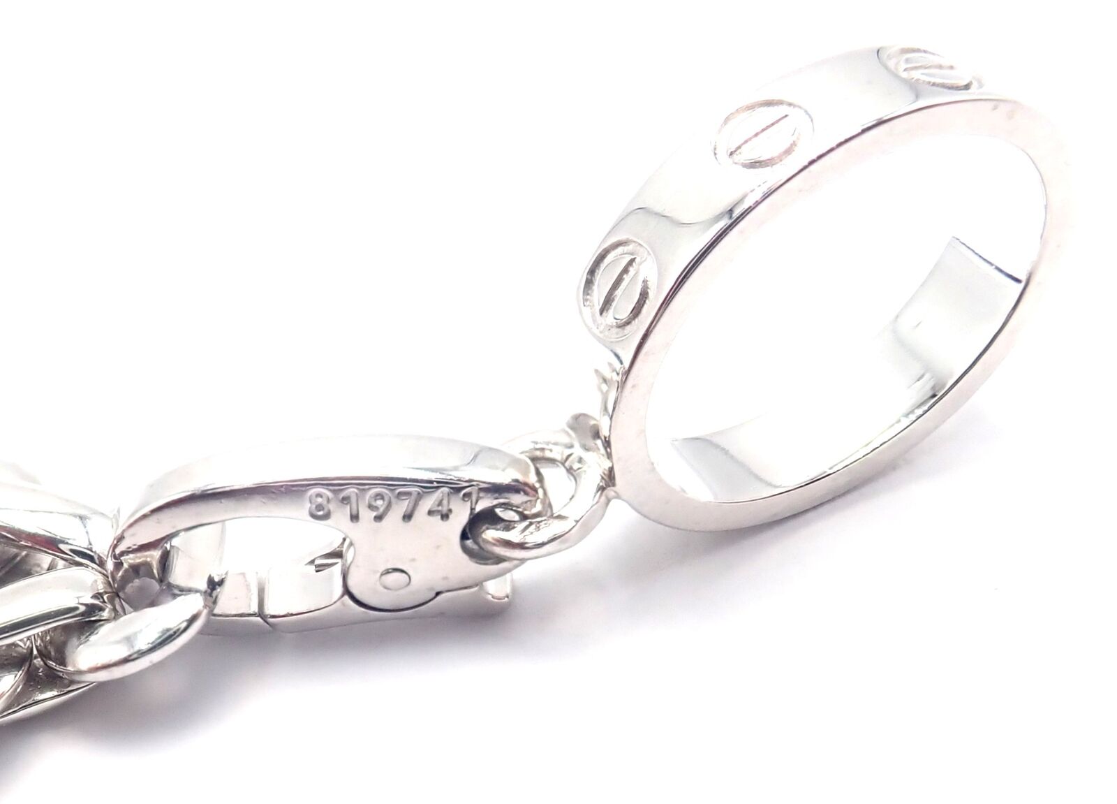 Authentic Cartier 18k White Gold 4 Charm Panther Airplane Love Box Link Bracelet | Fortrove
