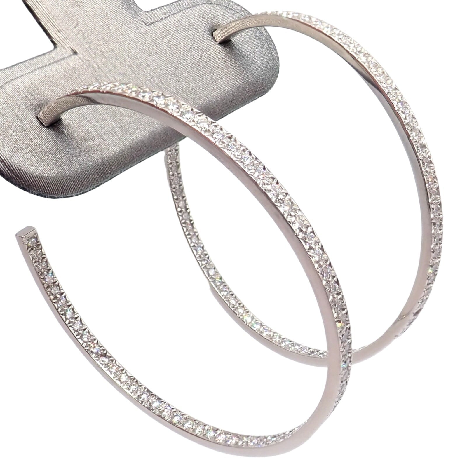 Tiffany & Co. Jewelry & Watches:Fine Jewelry:Earrings Authentic! Tiffany & Co Platinum Metro Diamond Large Inside Out Hoop Earrings