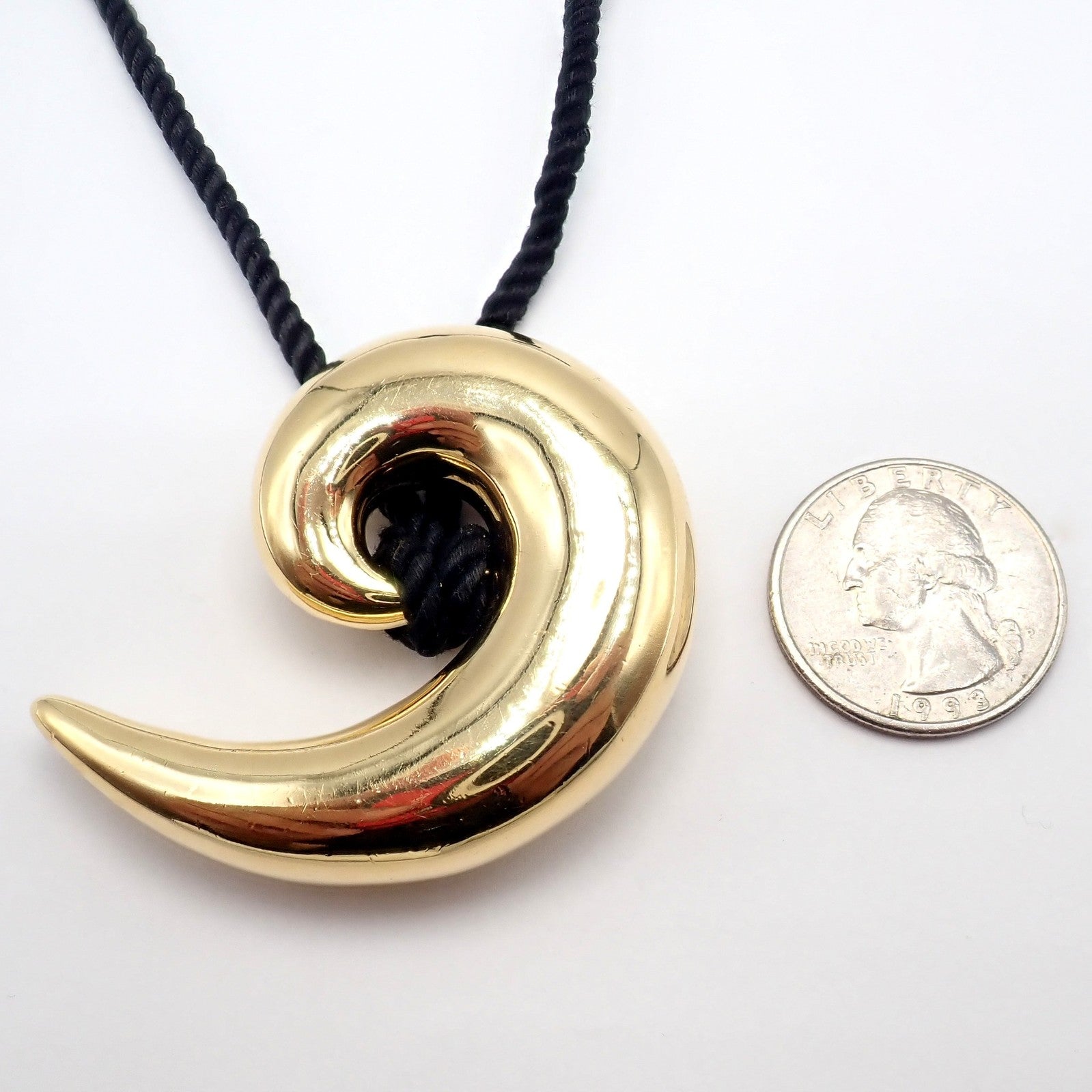 Vintage! Tiffany & Co 18k Yellow Gold Cummings Large Spiral Nautilus Necklace | Fortrove
