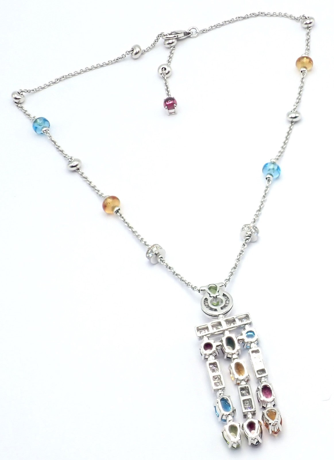 Authentic! Bvlgari Bulgari Allegra 18k White Gold Diamond Color Stones Necklace | Fortrove