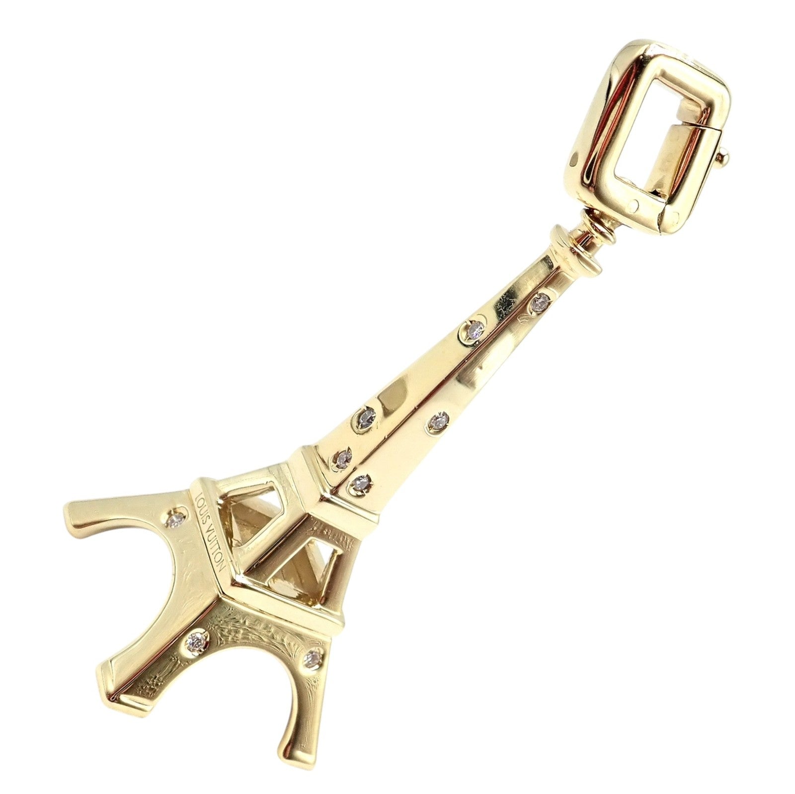 Vintage Louis Vuitton 18k Yellow Gold Large Eiffel Tower Diamond Charm Pendant | Fortrove