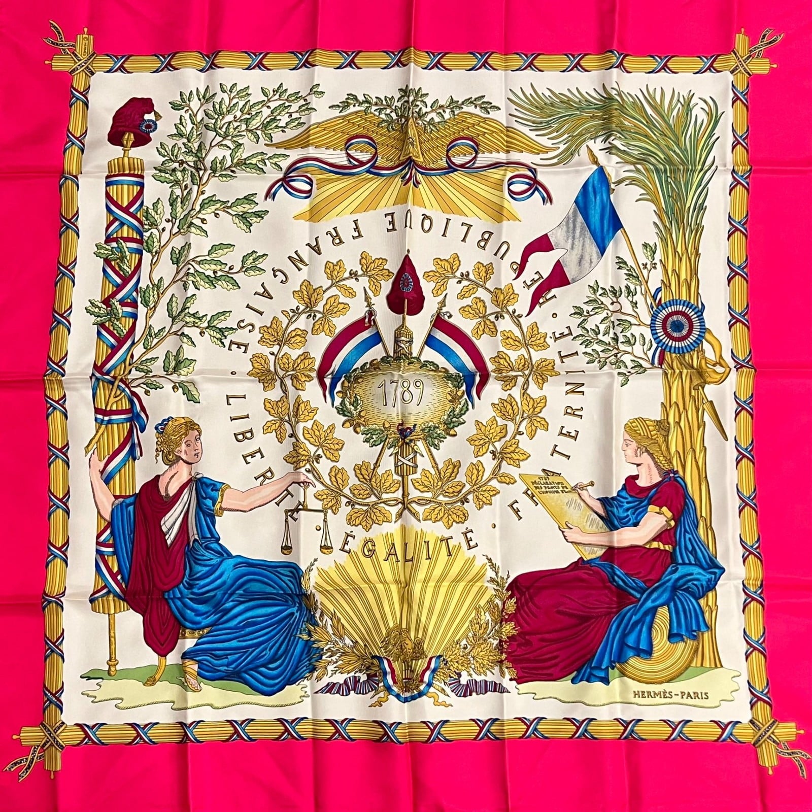 Hermes Clothing, Shoes & Accessories:Women:Women's Accessories:Scarves & Wraps Authentic Hermès “République Française” 90 cm Silk Scarf