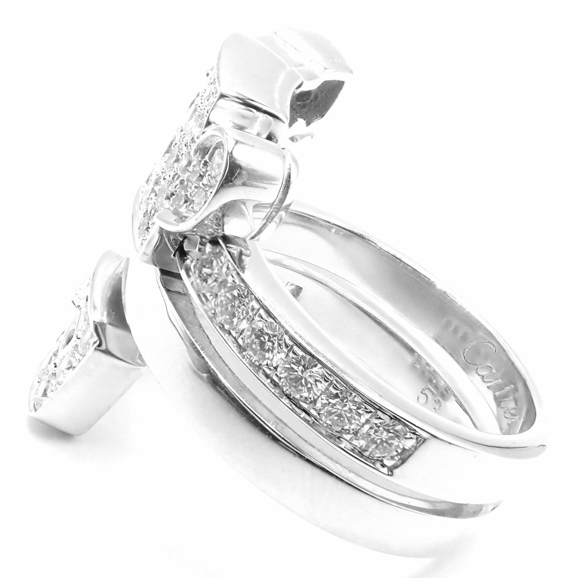 Cartier Jewelry & Watches:Fine Jewelry:Rings Authentic! Cartier Le Baiser Du Dragon 18k White Gold Diamond Ruby Ring Size 53