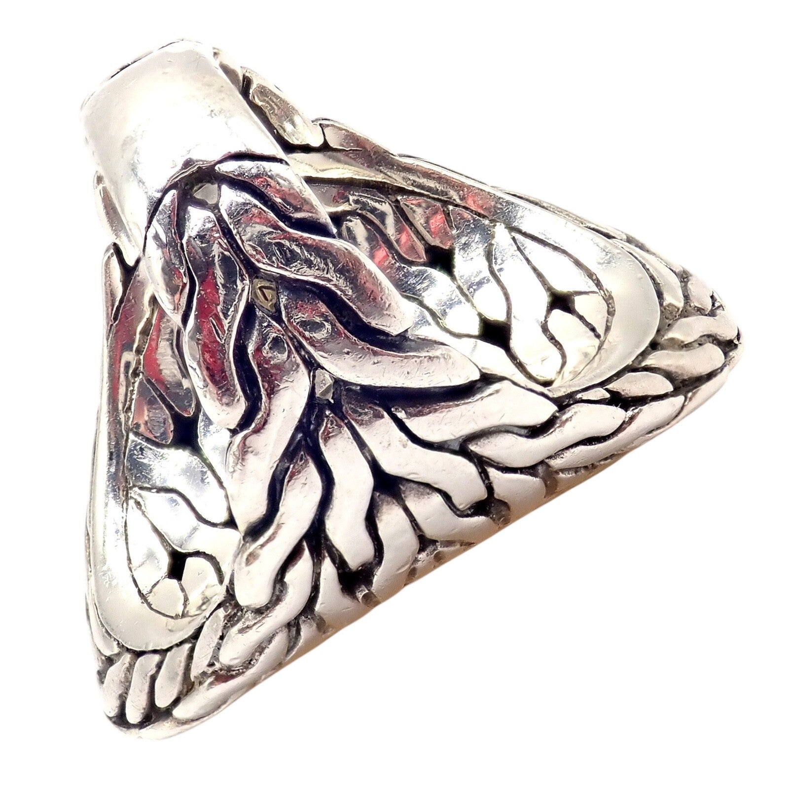 John Hardy JH Silver 22k Yellow Gold Classic Palu Saddle Cocktail Ring sz 7 | Fortrove