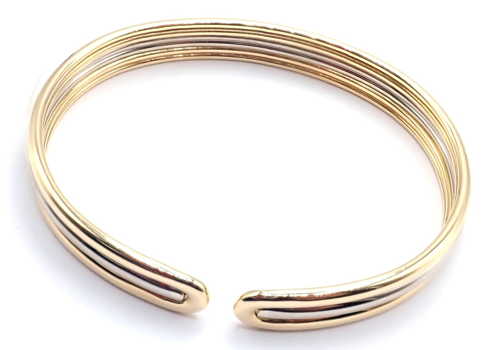 Authentic! Van Cleef & Arpels 18k Yellow & White Gold Bangle Cuff Bracelet Paper | Fortrove