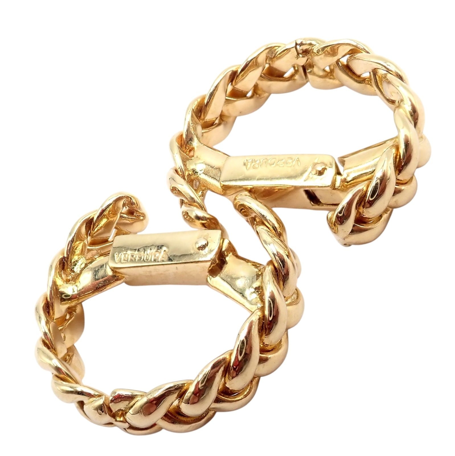 Authentic! Verdura 18k Yellow Gold Classic Rope Stirrup Cufflinks | Fortrove