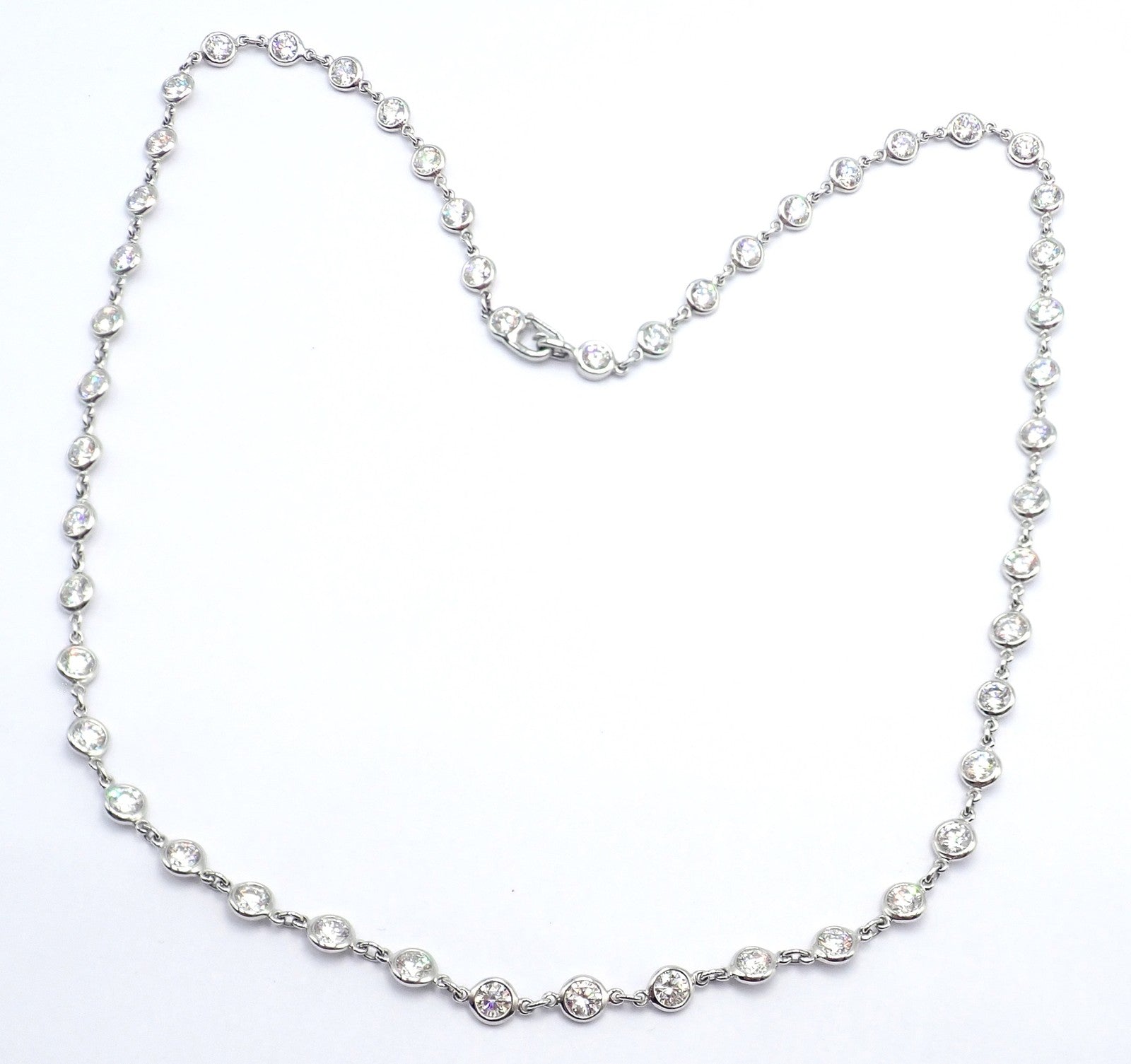 Authentic! Tiffany & Co Peretti Platinum Diamonds By The Yard Necklace $60,000 | Fortrove
