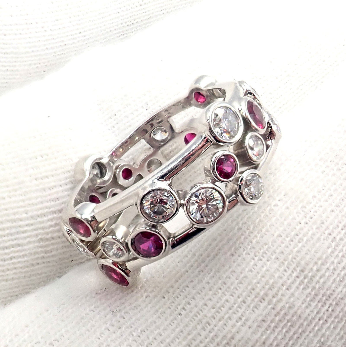 Tiffany & Co. Jewelry & Watches:Fine Jewelry:Rings Authentic! Tiffany & Co Platinum Diamond Ruby Bubbles Band Ring Size 5.5