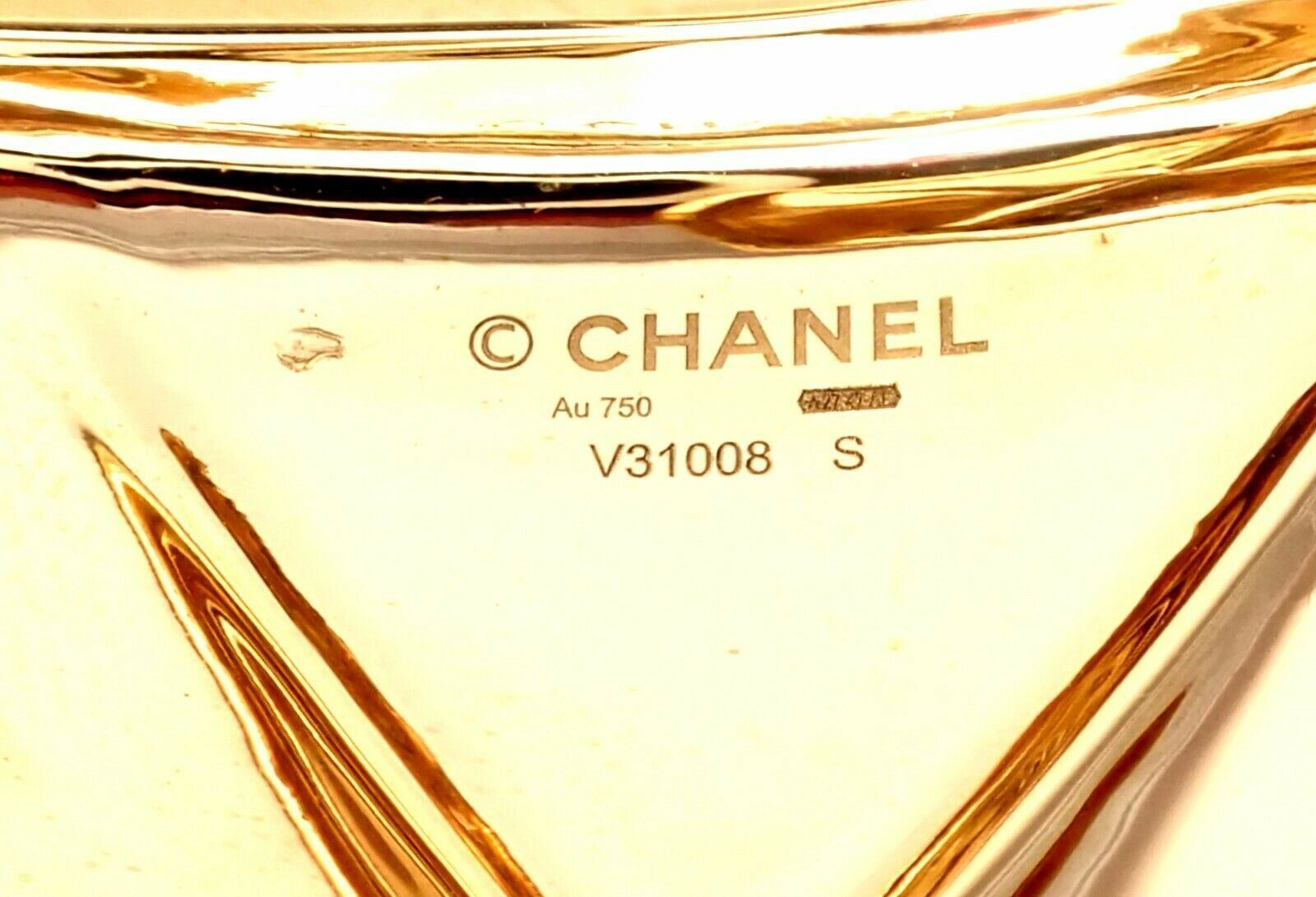 CHANEL Jewelry & Watches:Fine Jewelry:Bracelets & Charms Authentic! Chanel Coco Crush 18k Yellow Gold 2" Wide Cuff Bangle Bracelet Size S