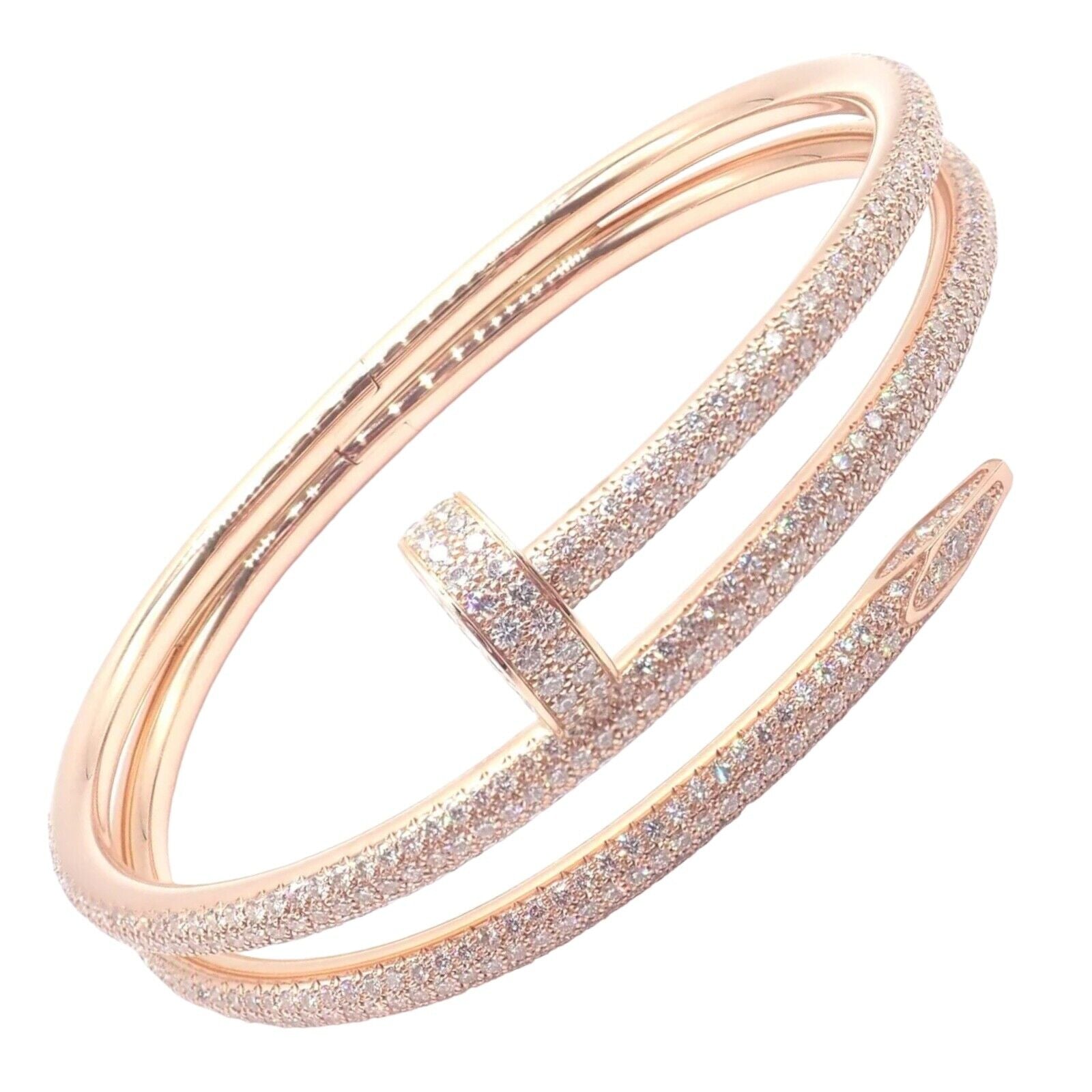 Cartier Juste un Clou Nail 18k Rose Gold Diamond Bangle Bracelet Size 16 Paper Fortrove