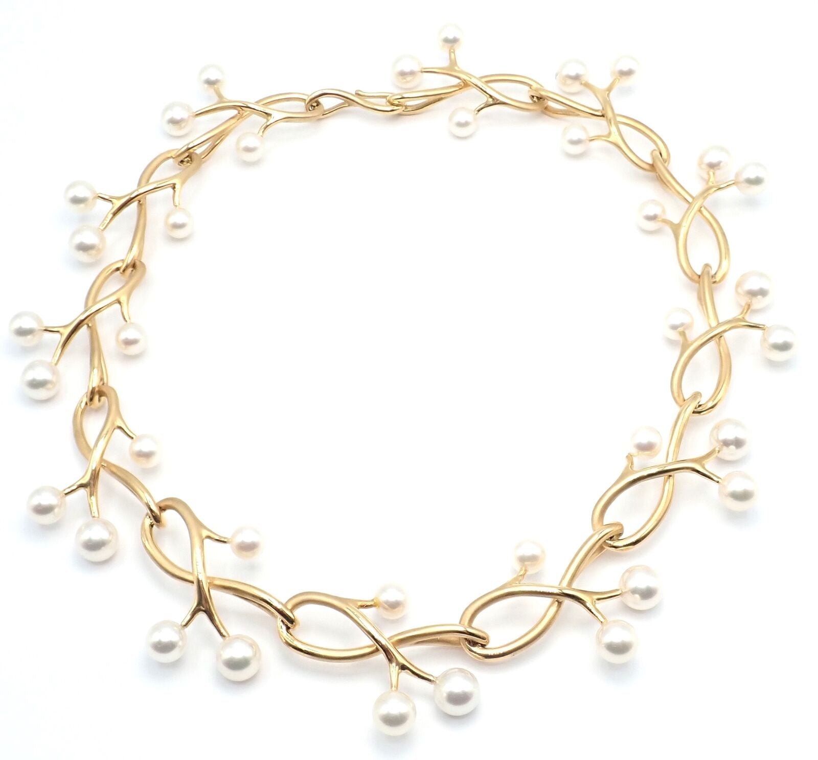 Authentic! Angela Cummings & Assael Thorn Sprig 18k Yellow Gold Pearl Necklace | Fortrove