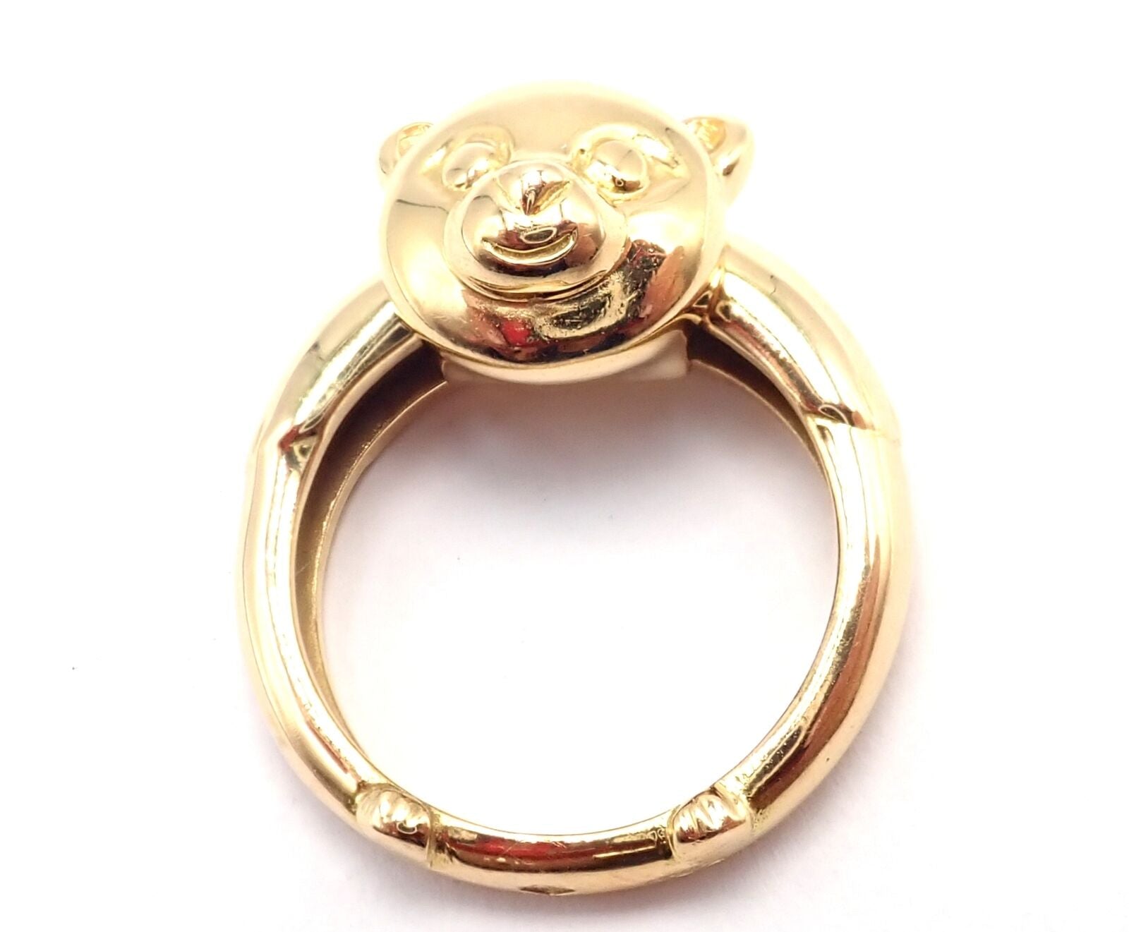 Authentic! Van Cleef & Arpels 18k Yellow Gold Teddy Bear Band Ring Pendant | Fortrove