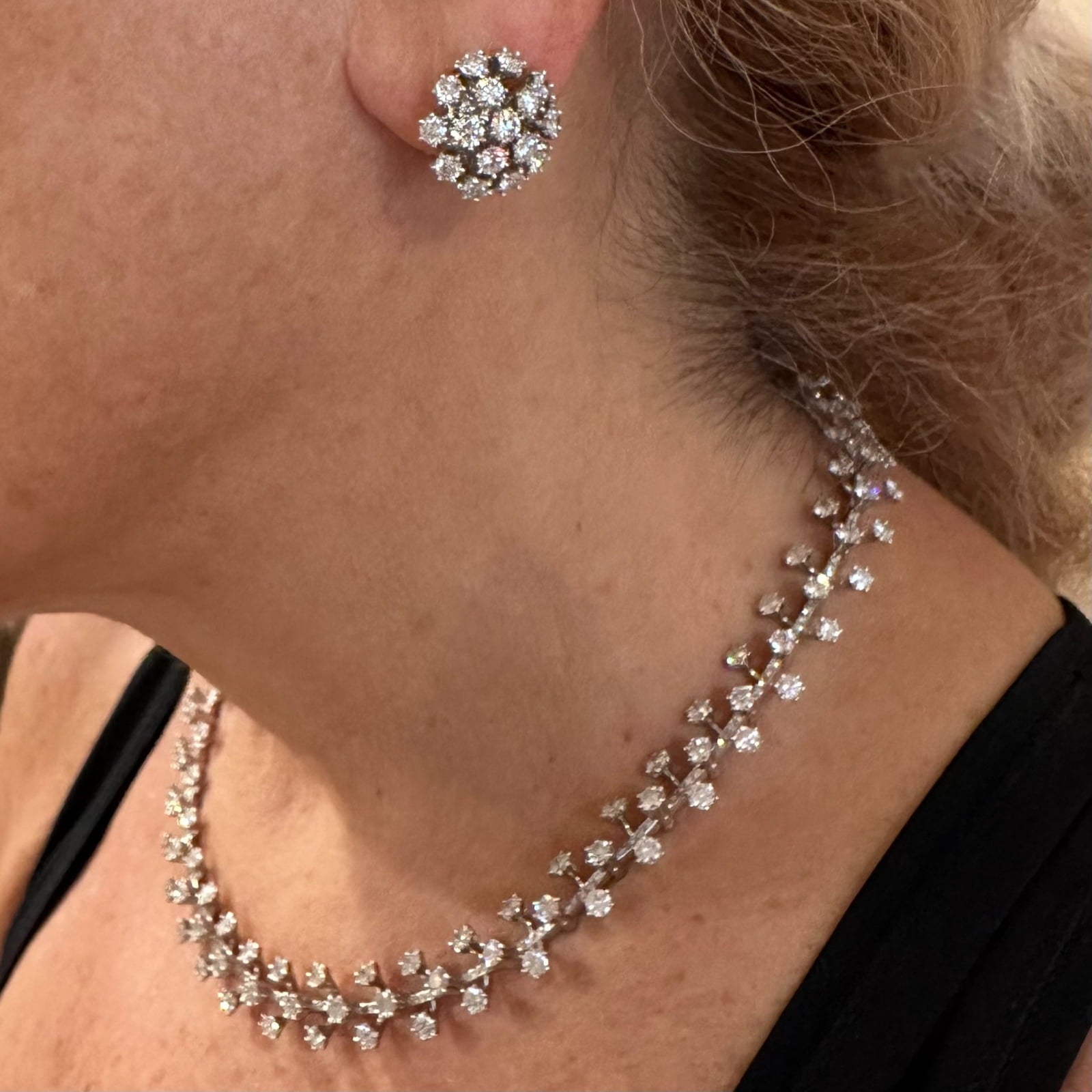 Tiffany & Co. Jewelry & Watches:Fine Jewelry:Jewelry Sets Authentic Tiffany & Co Spray Platinum Diamond Necklace Earrings Set Paper France