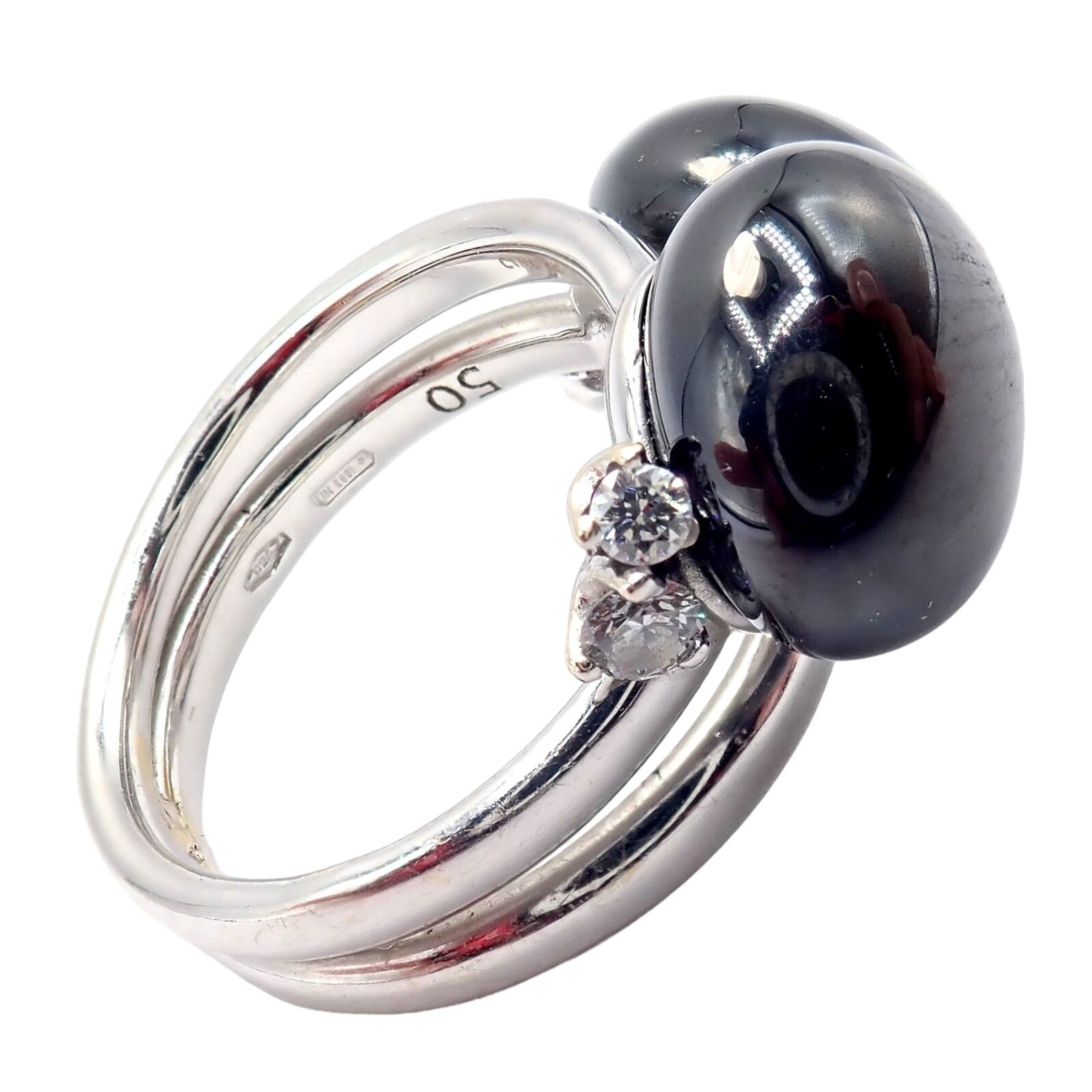 Pomellato Jewelry & Watches:Fine Jewelry:Rings Authentic! Pomellato Capri 18k White Gold Diamond Twin Black Ceramic Ring