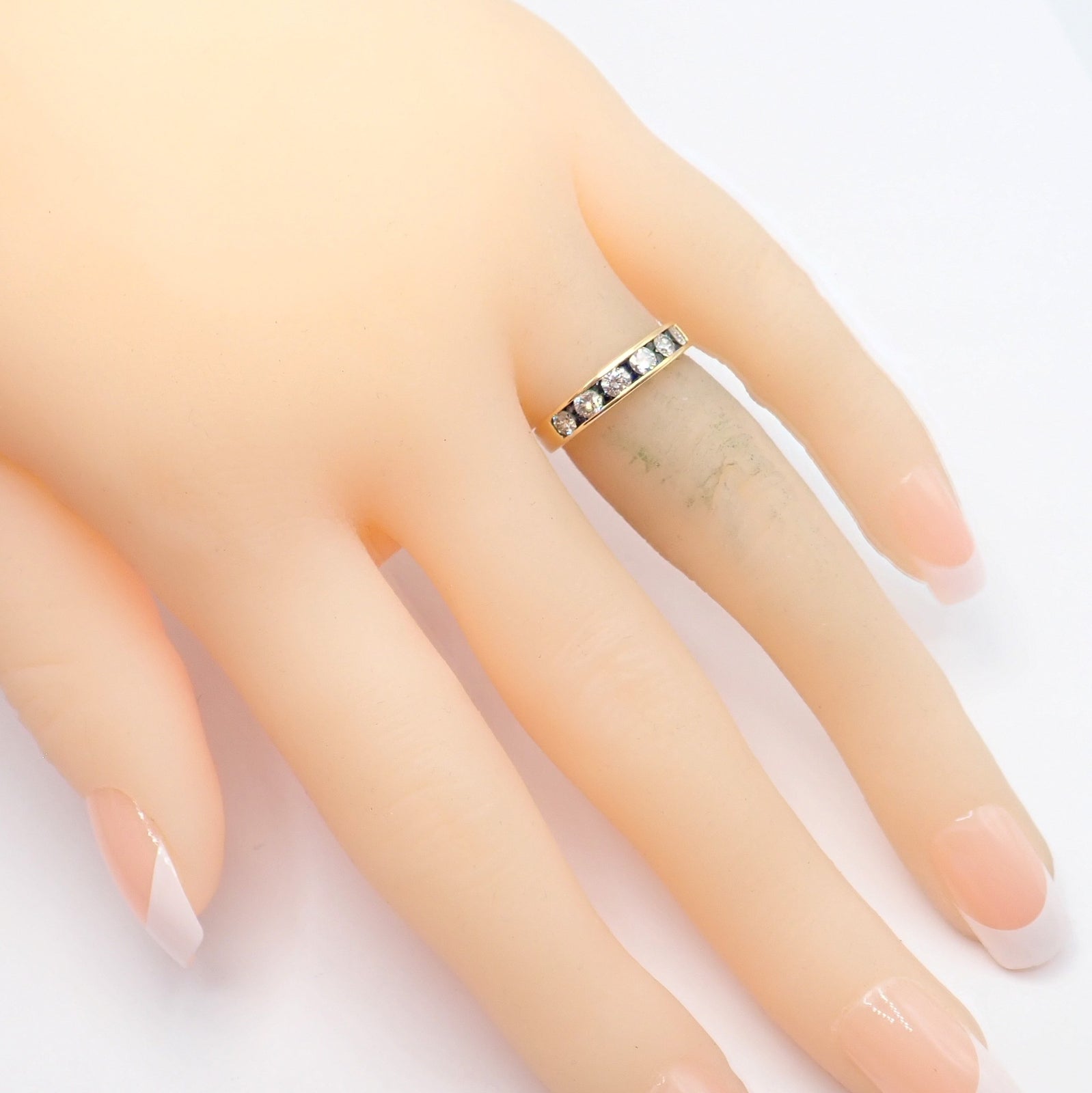 Authentic! Tiffany & Co 18k Yellow Gold 1.20ctw Diamond Sapphire Band Ring sz 5 | Fortrove