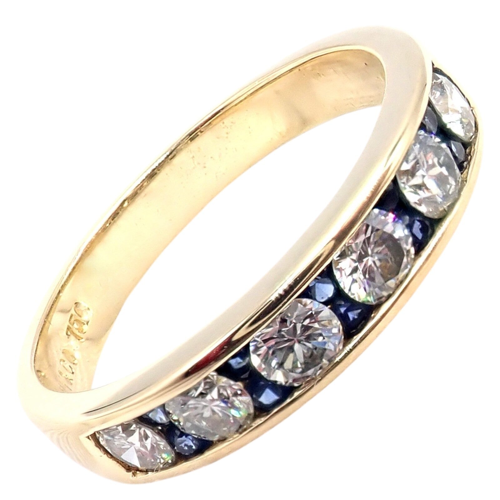 Tiffany & Co. Jewelry & Watches:Fine Jewelry:Rings Authentic! Tiffany & Co 18k Yellow Gold 1.20ctw Diamond Sapphire Band Ring sz 5