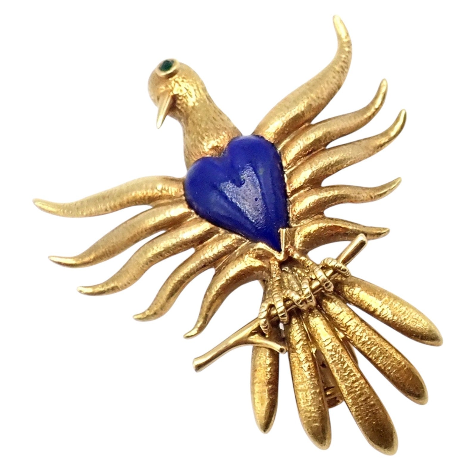 Rare! Tiffany & Co Schlumberger 18k Yellow Gold Lapis Phoenix Brooch P