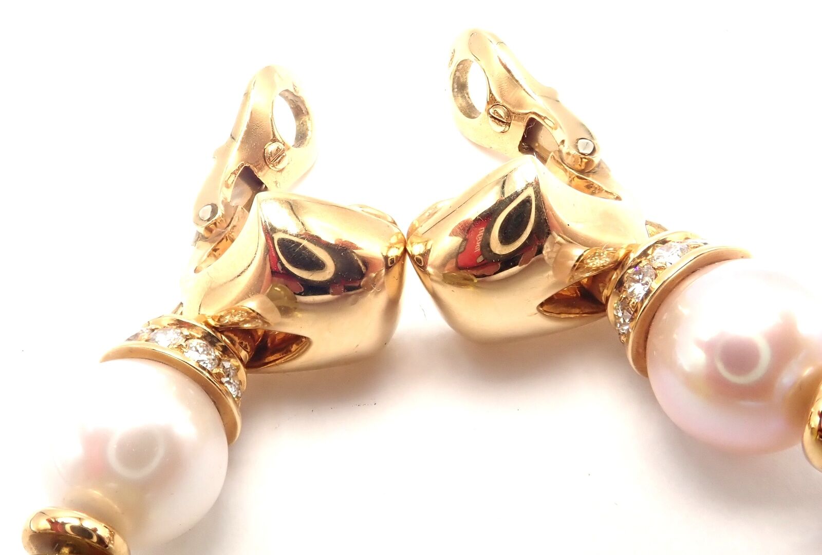 Authentic! Bulgari Bvlgari 18k Gold Diamond Pearl Peridot Crystal Drop Earrings | Fortrove