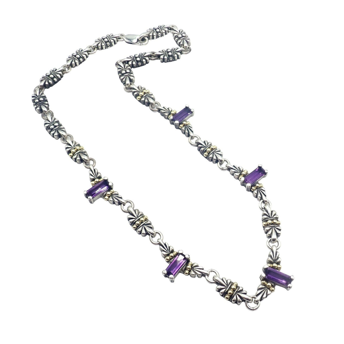 Lagos Jewelry & Watches:Fine Jewelry:Necklaces & Pendants Authentic! Lagos Caviar Silver + 18k Yellow Gold Amethyst Necklace