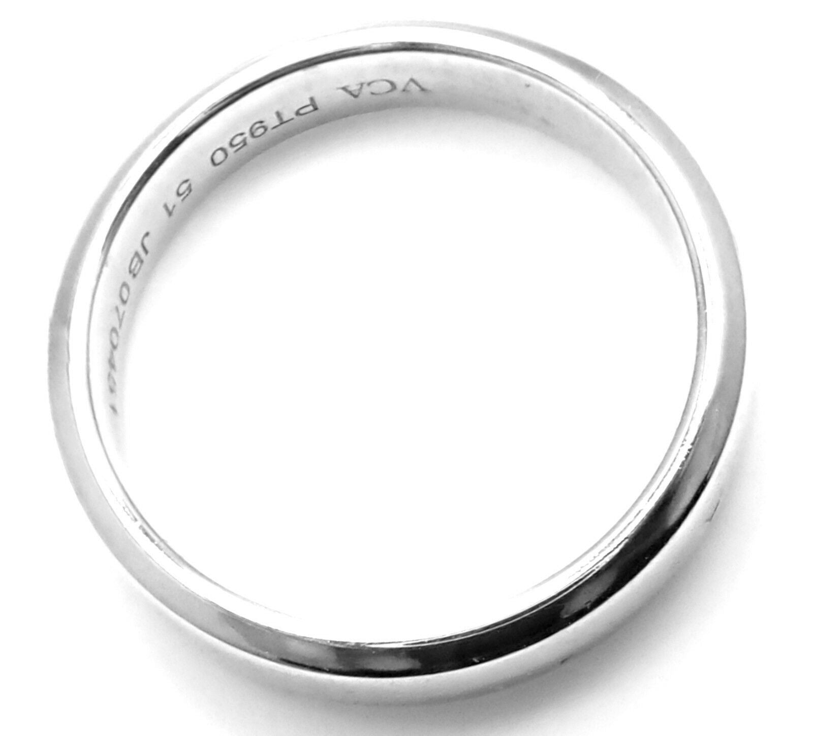 Authentic! Van Cleef & Arpels Toujours Platinum 4mm Wide Band Ring Size 51 | Fortrove