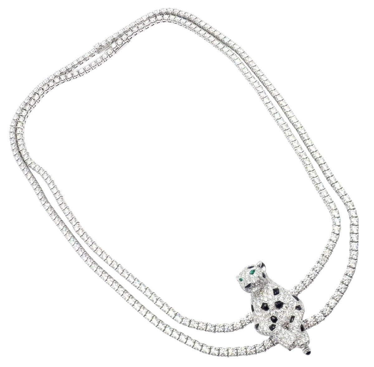 Panthere de Cartier Panther 18k Gold Multi-Wear Paved Diamond Necklace Paper Box | Fortrove