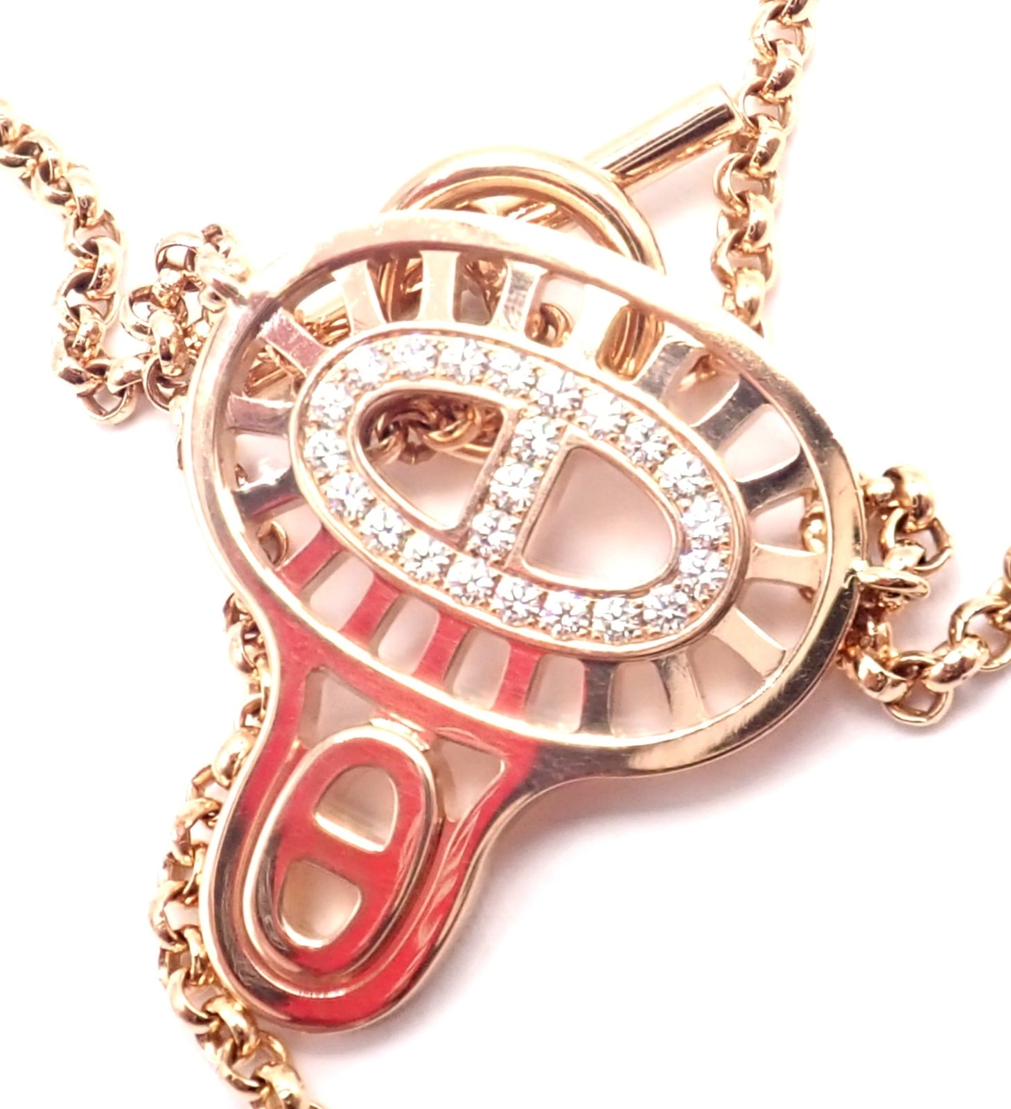 Hermes Jewelry & Watches:Fine Jewelry:Necklaces & Pendants Authentic! Hermes Chaine D'ancre Divine 18k Rose Gold Diamond Necklace Cert Box