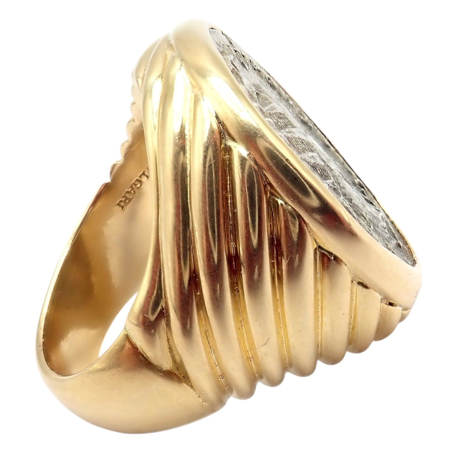 Rare! Bvlgari Bulgari 18k Gold Diamond Monete Antique Large Coin Signet Ring | Fortrove