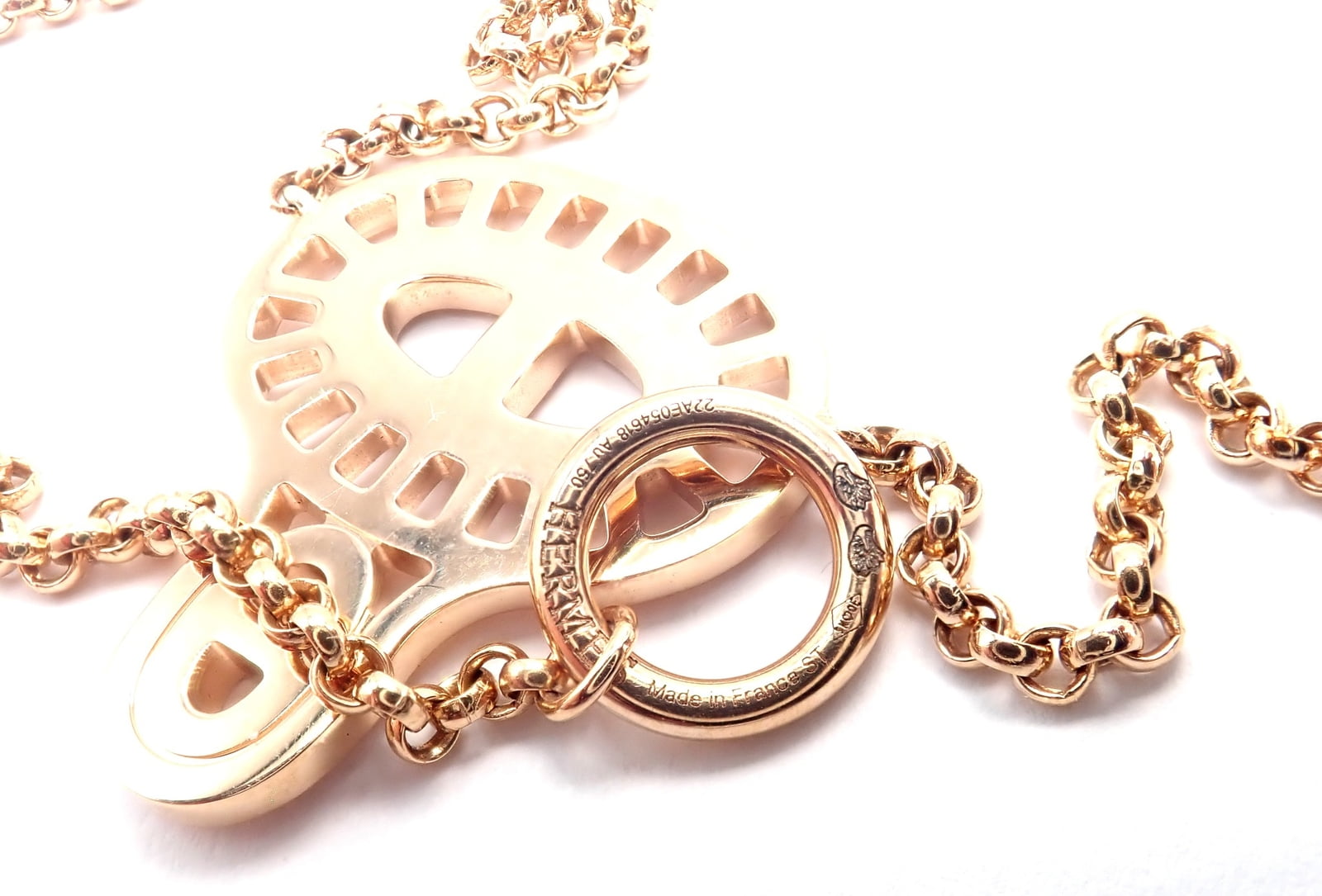 Hermes Jewelry & Watches:Fine Jewelry:Necklaces & Pendants Authentic! Hermes Chaine D'ancre Divine 18k Rose Gold Diamond Necklace Cert Box