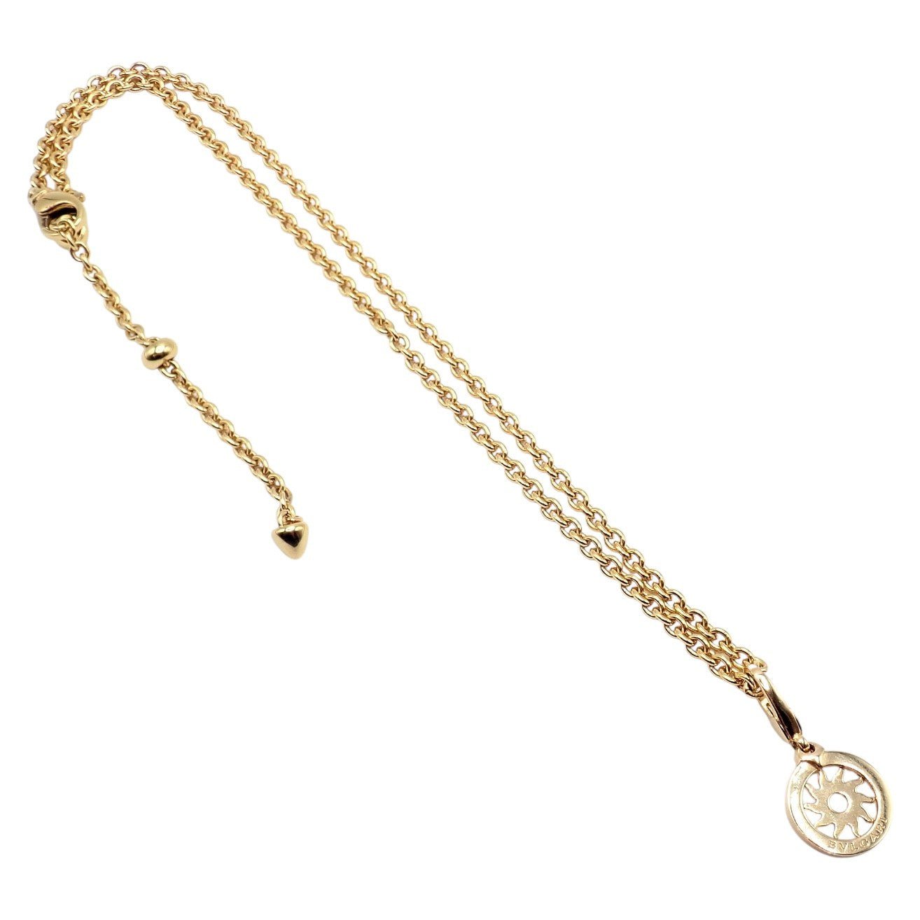 Authentic! Bvlgari Bulgari 18k Yellow Gold Tondo Sun Pendant Necklace