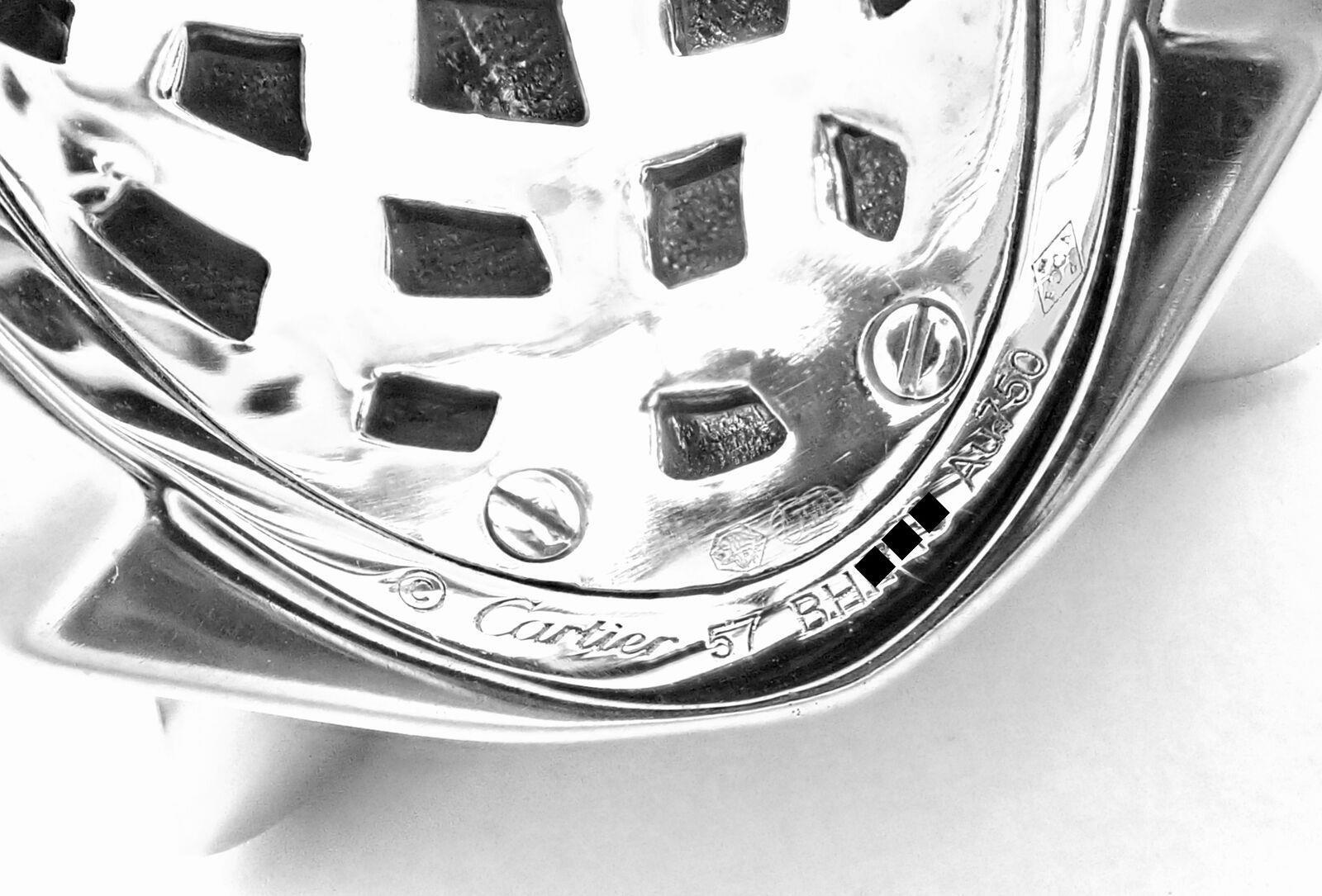 Cartier Panther Panthere 18k White Gold Peridot Onyx Lacquer Large Ring Cert | Fortrove