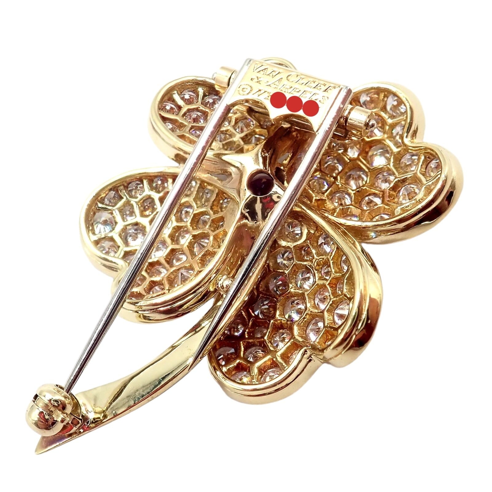 Van Cleef & Arpels Jewelry & Watches:Fine Jewelry:Brooches & Pins Vintage! Van Cleef & Arpels Cosmos 18k Yellow Gold Diamond Ruby Brooch Pendant