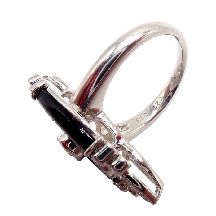 Estate Jewelry & Watches:Vintage & Antique Jewelry:Rings Vintage Estate Platinum Diamond 0.62ctw Onyx Ring sz 7.5