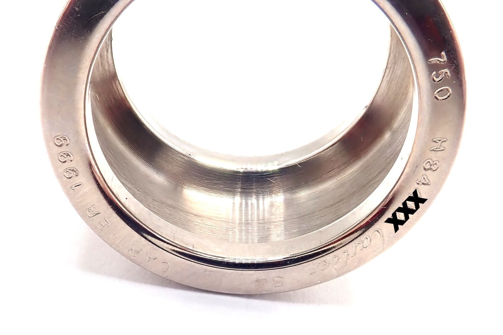 Authentic! Cartier 18k White Gold Rutilated Quartz Wide Band Ring Size 54 | Fortrove