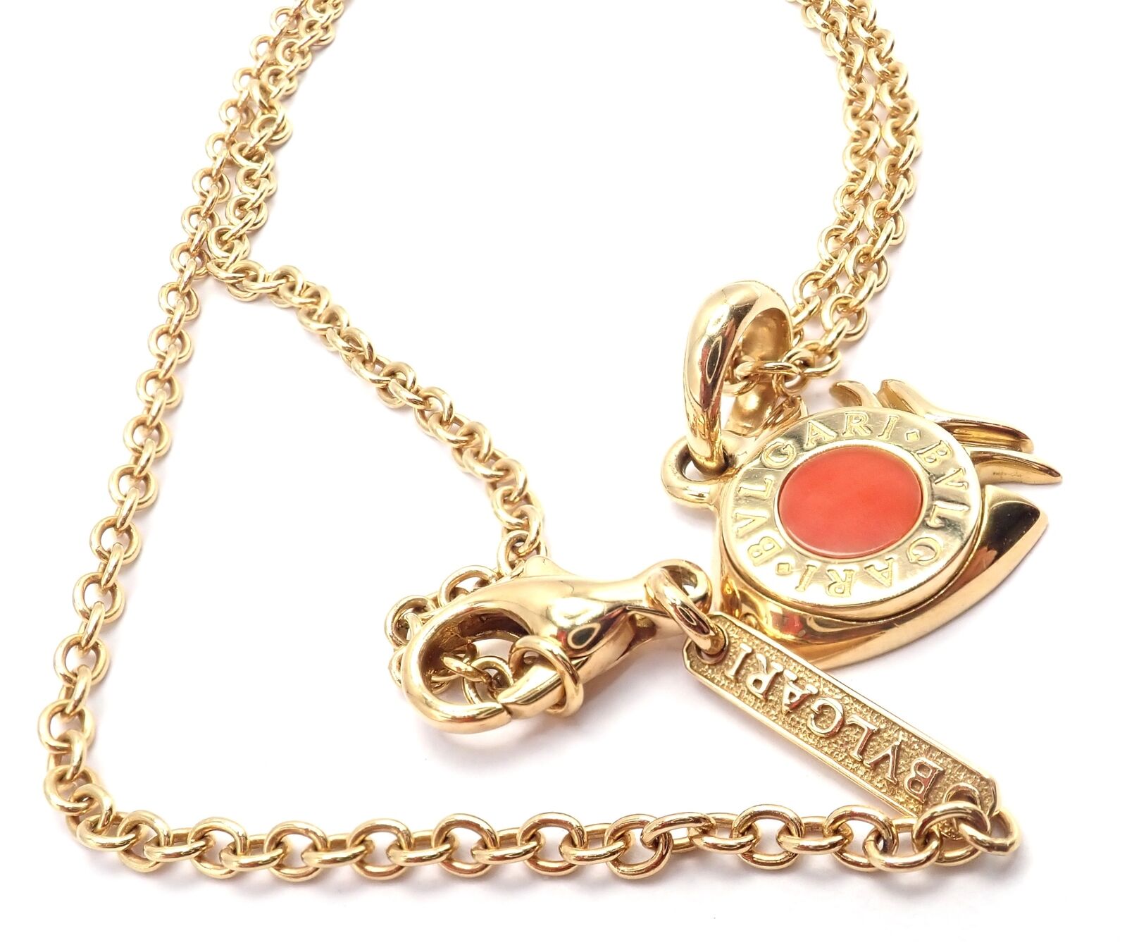 Authentic! Bulgari Bvlgari 18k Yellow Gold Coral Naturalia Fish Pendant Necklace | Fortrove