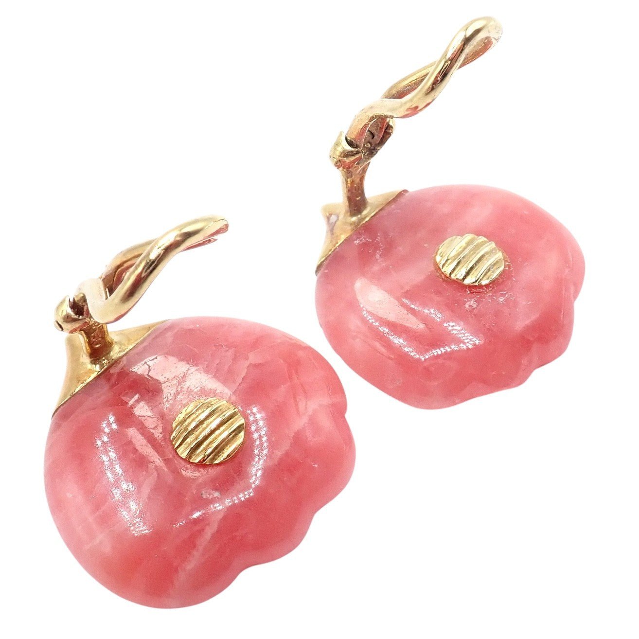 Authentic Tiffany & Co Angela Cummings 18k Yellow Gold Pink Stone Petal Earrings | Fortrove