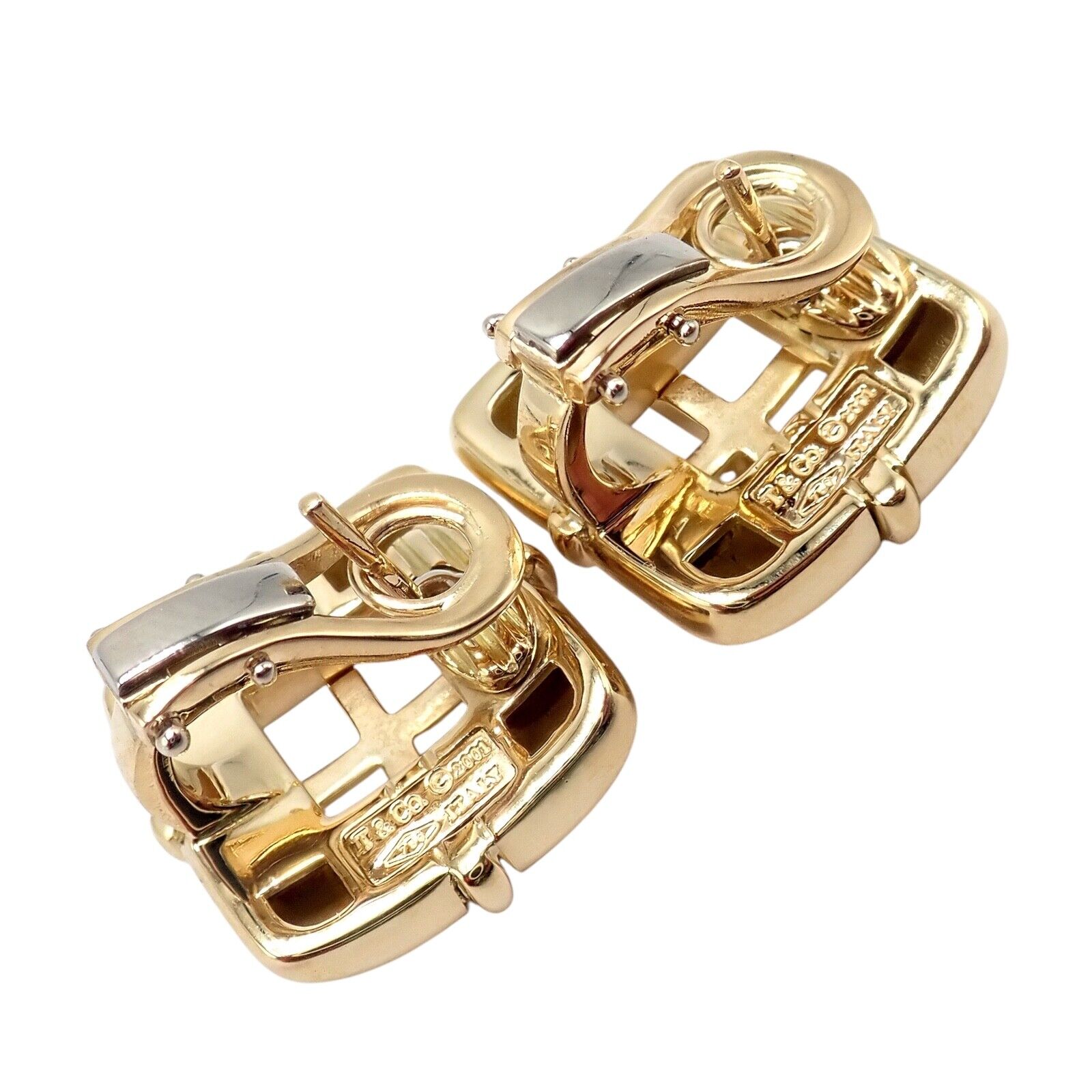 Rare! Vintage Tiffany & Co 18k Yellow Gold Square Window Biscayne Earrings 2001 | Fortrove